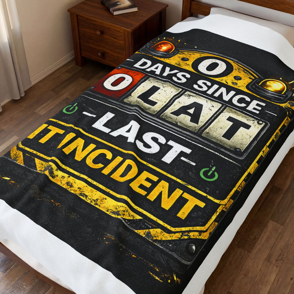 "0 Days Since Last IT Incident" Tech Humor Funny IT Velveteen Plush Blanket