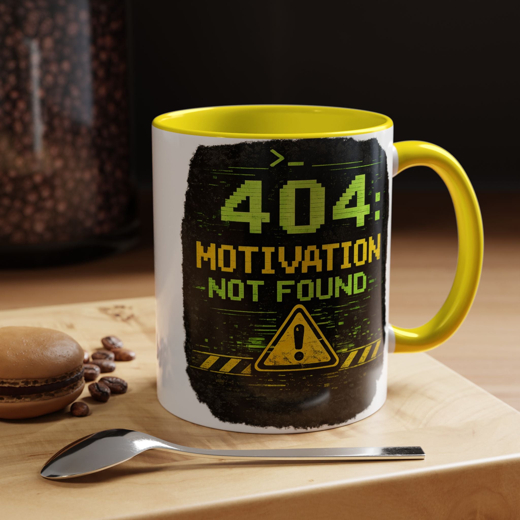 "Error 404 Motivation Not Found" IT Humor Accent Coffee Mug (11, 15oz)