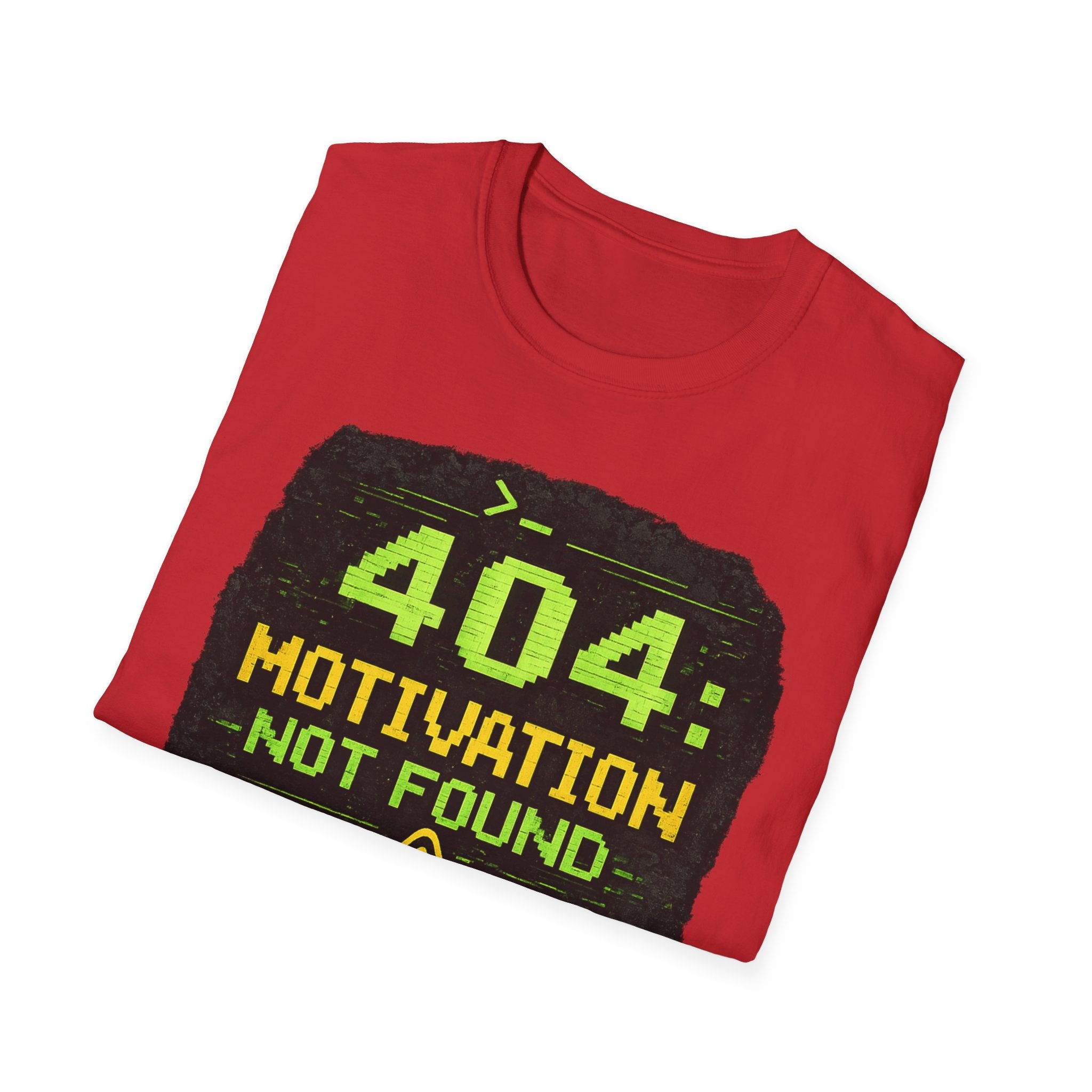 "404: Motivation Not Found" Funny IT Graphic Tee- Tech Humor T-Shirt
