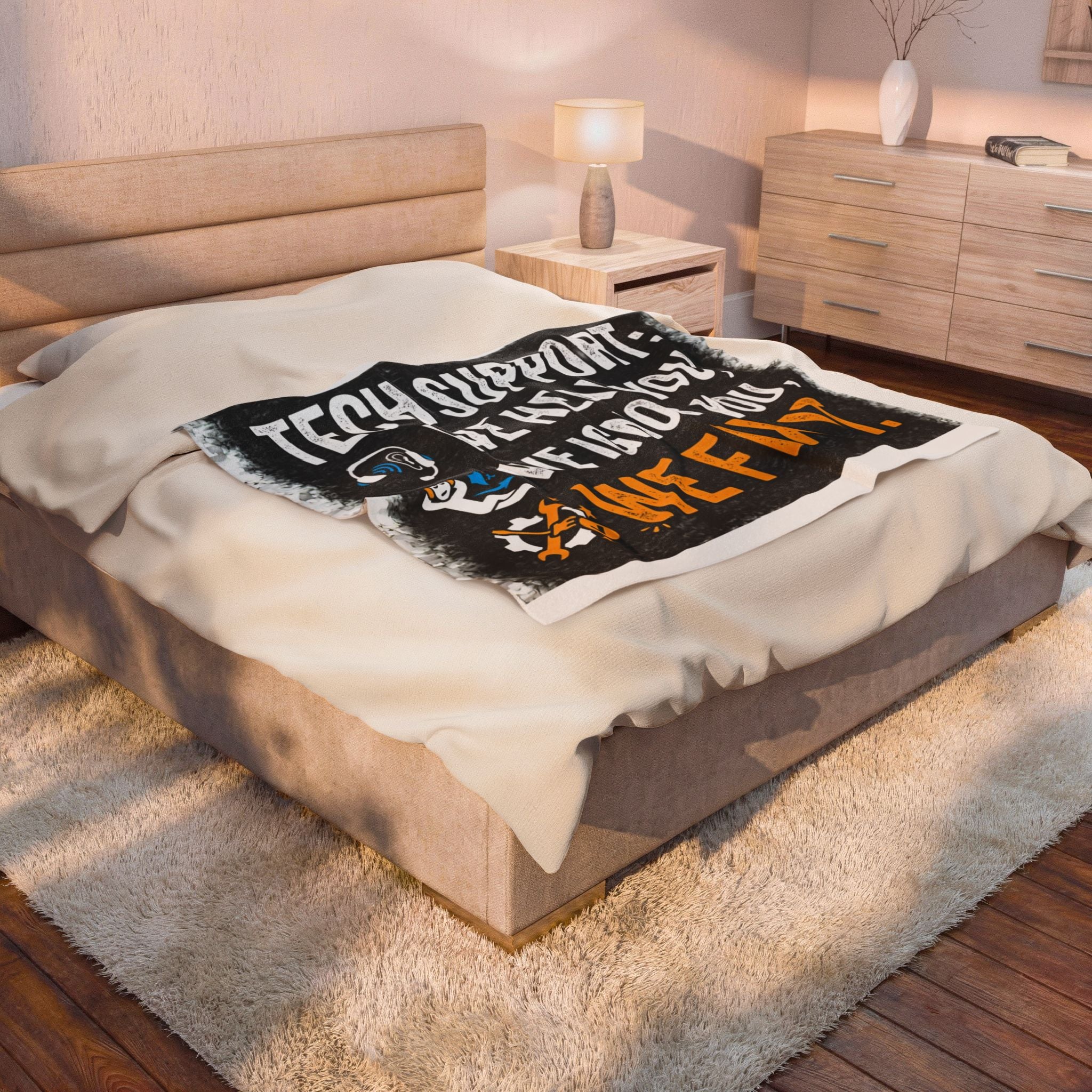 "Tech Support: We Hear You, We Ignore you, We Fix It" Tech Humor Funny IT Velveteen Plush Blanket