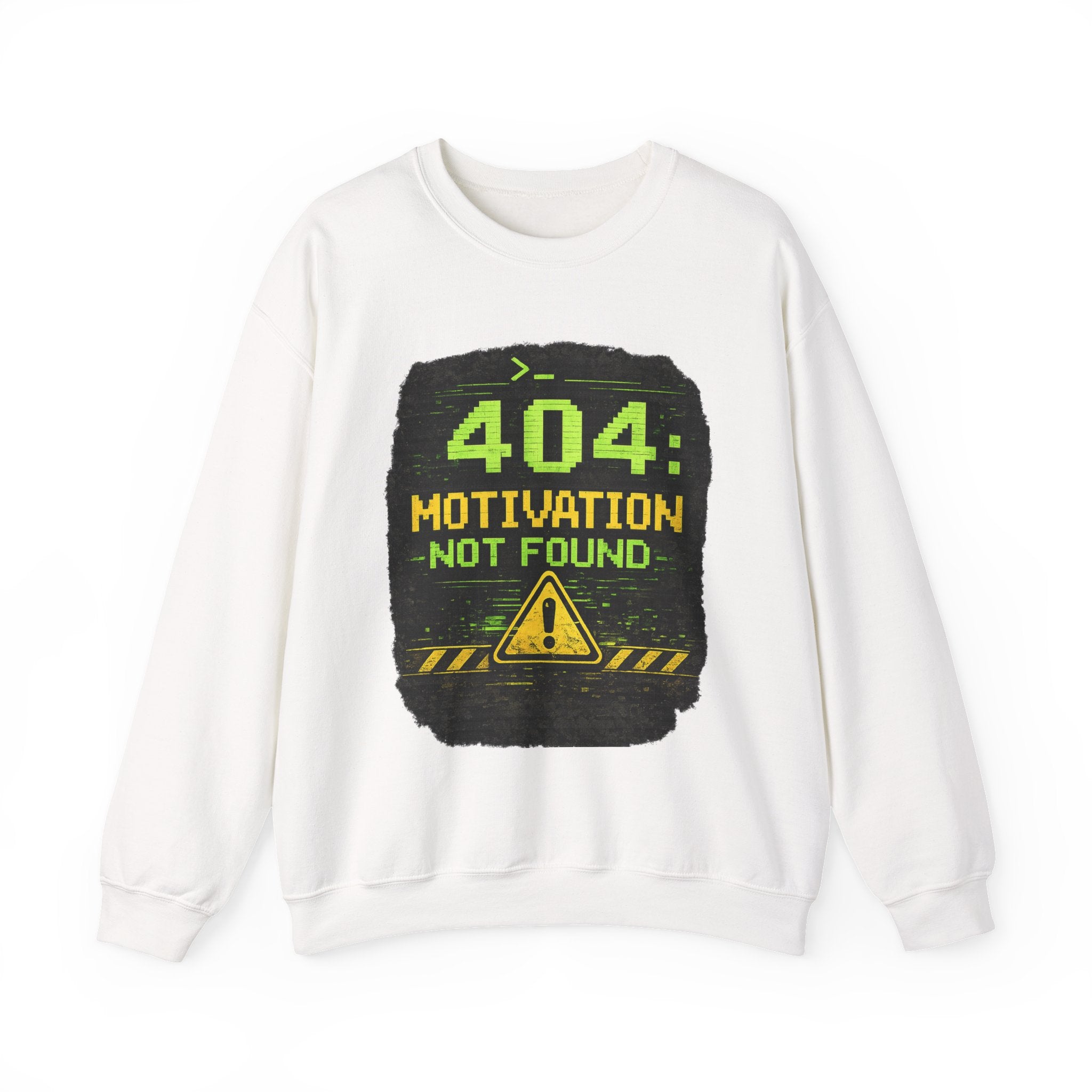 "404: Motivation Not Found" Funny Tech Graphic Crewneck Sweatshirt
