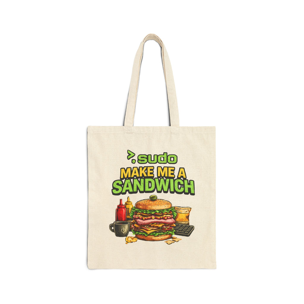 ">.Sudo Make Me A Sandwich" Funny IT Tech Humor Cotton Canvas Tote Bag