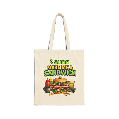 ">.Sudo Make Me A Sandwich" Funny IT Tech Humor Cotton Canvas Tote Bag