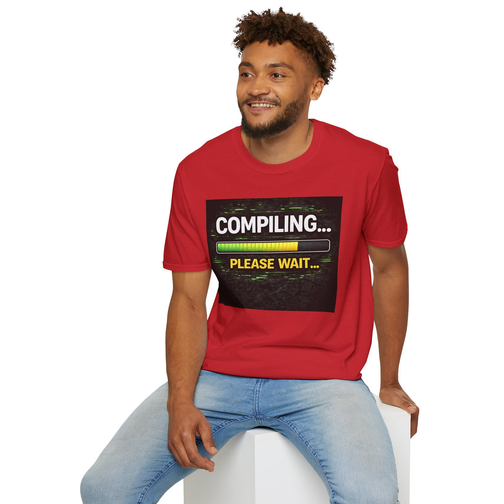 "Compiling... Please Wait" Programmer Loading Graphic Tee Funny IT Tech Humor T-Shirt