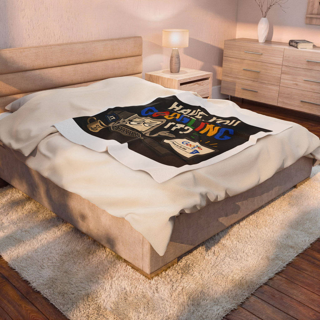 "Have You Tried Googling It?" Tech Humor Plush Blanket — Funny IT Computer Throw for Geeks