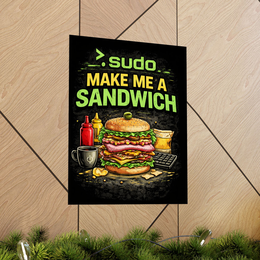 ">.Sudo Make Me A Sandwich" Geek Tech Humor Funny IT Matte Vertical Posters