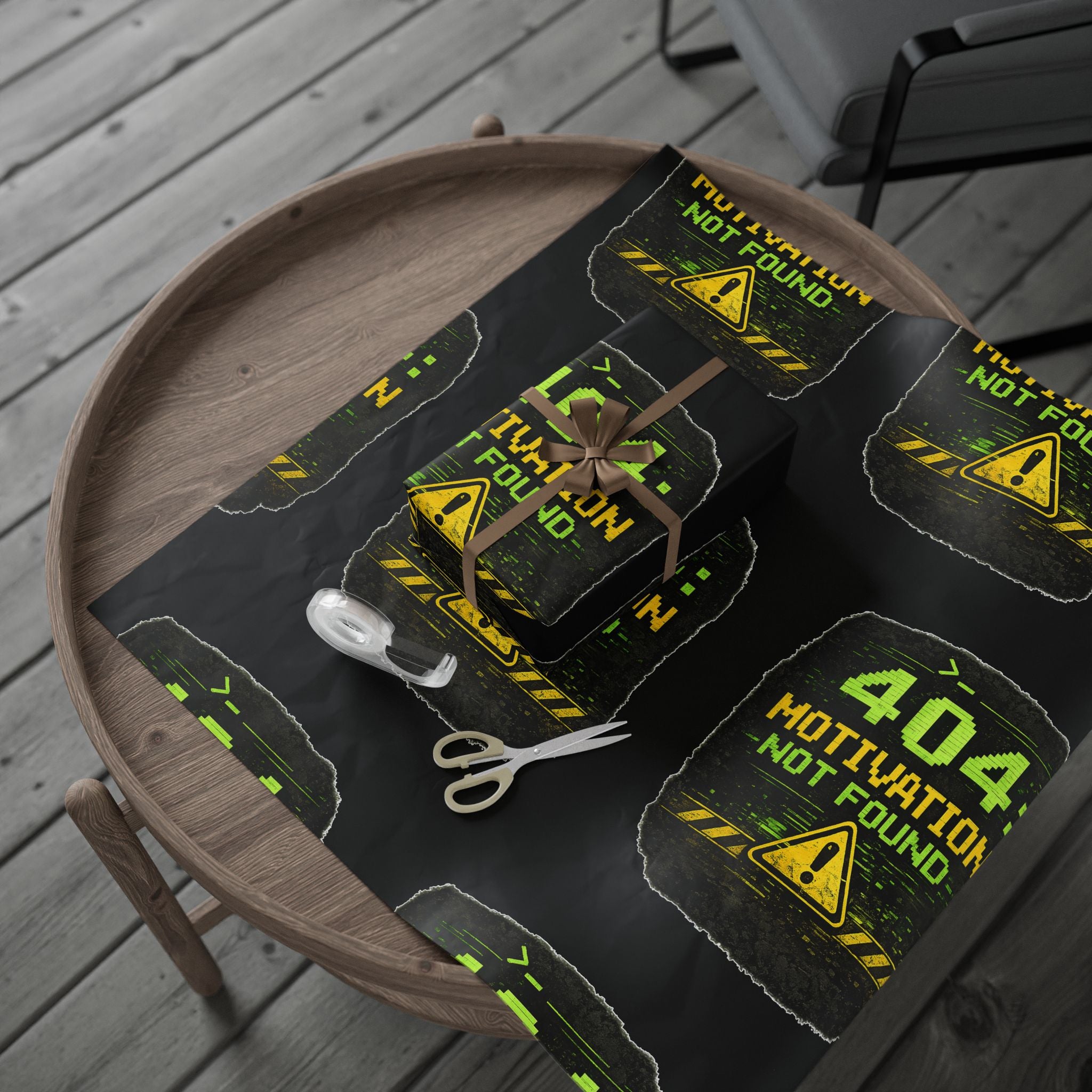 "404 Motivation Not Found" IT Tech Humor Error Pattern Gift Wrap Funny IT Wrapping Paper