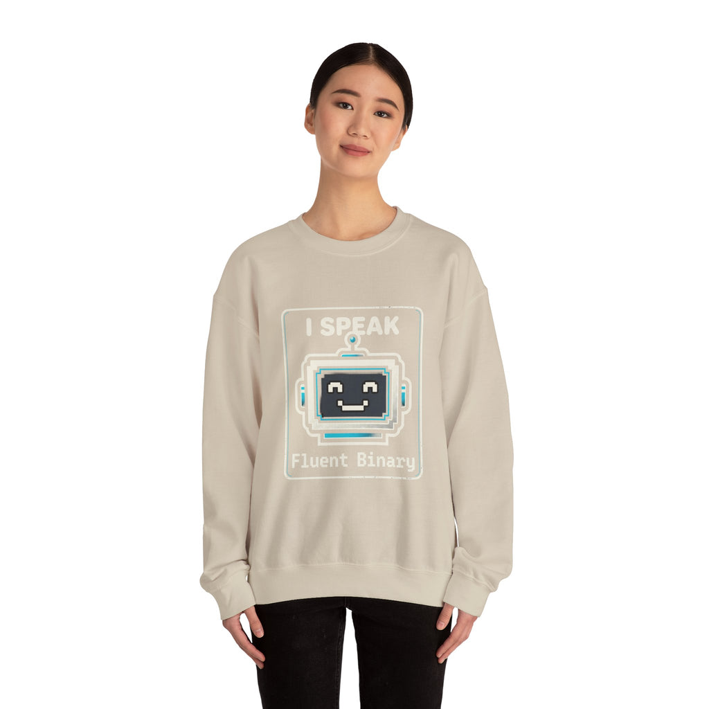 "I Speak Fluent Binary" Funny IT Crewneck Sweatshirt
