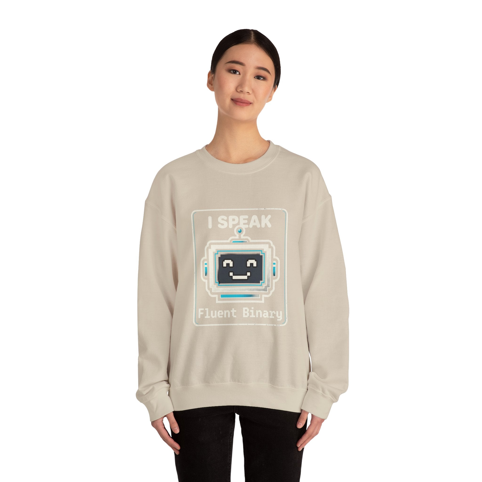 "I Speak Fluent Binary" Funny IT Crewneck Sweatshirt