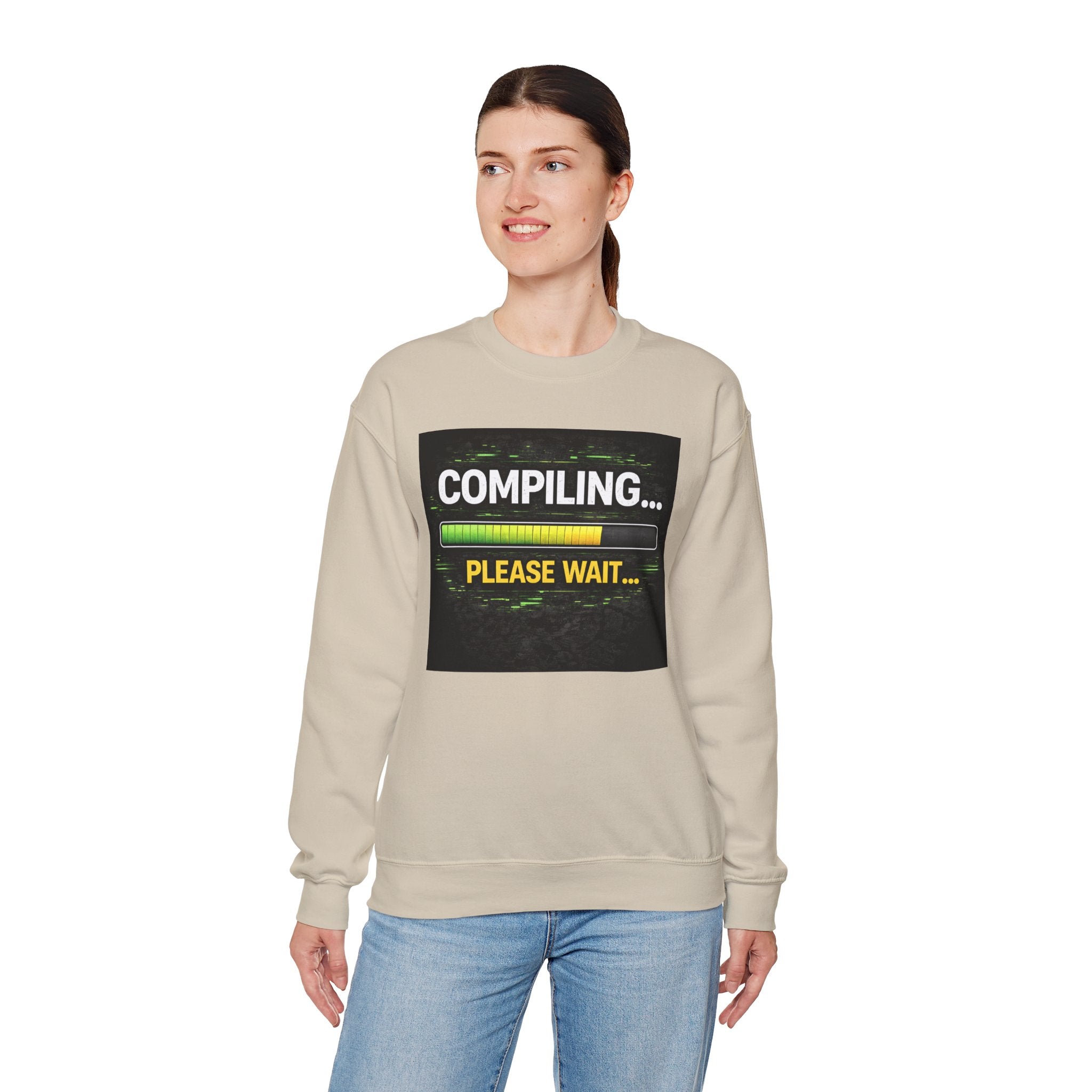 "Compiling... Please Wait" Tech Humor Crewneck Sweatshirt