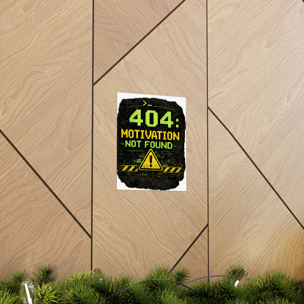 "Error 404 Motivation Not Found" Geek Tech Humor Funny IT Matte Vertical Posters
