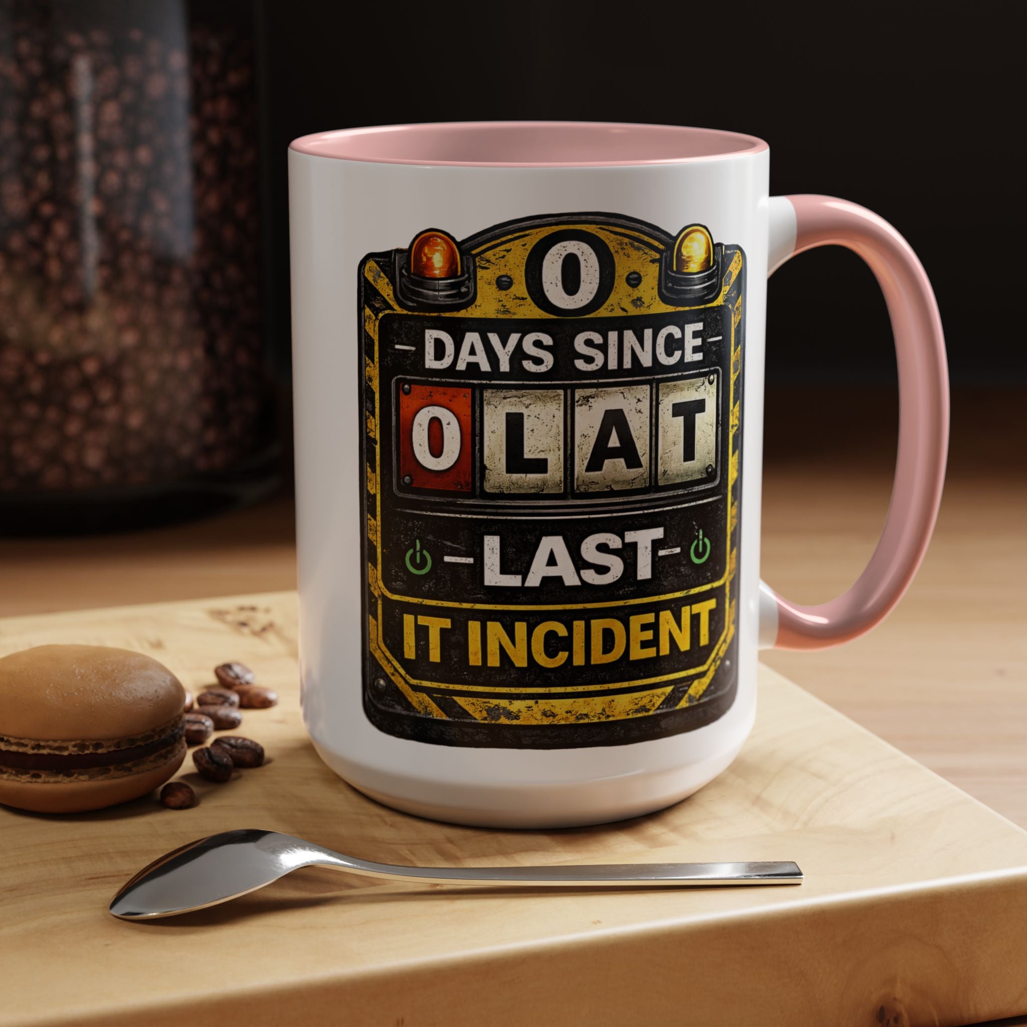 "0 Days Since Last IT Incident" IT Humor Accent Coffee Mug (11, 15oz)