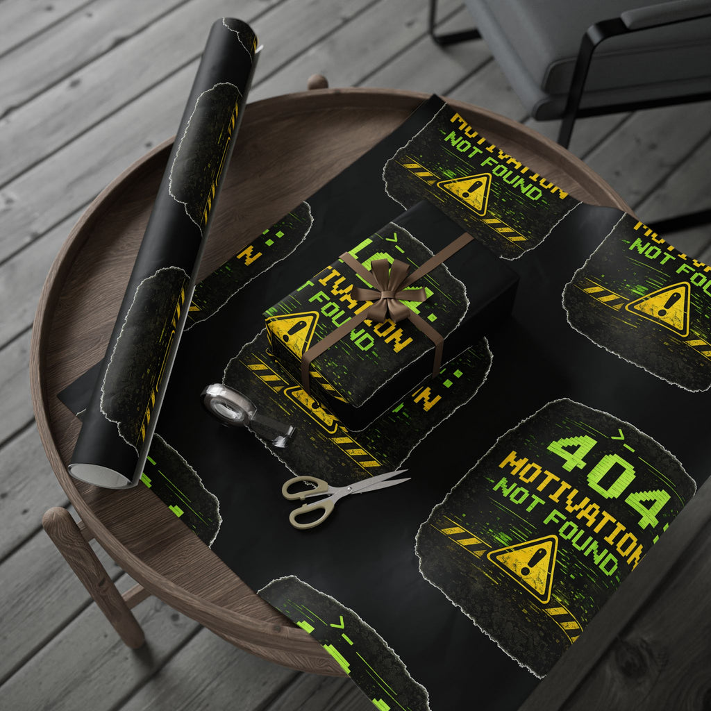 "404 Motivation Not Found" IT Tech Humor Error Pattern Gift Wrap Funny IT Wrapping Paper