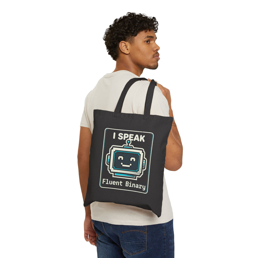 "I Speak Fluent Binary" Geek Humor Funny IT Cotton Canvas Tote Bag