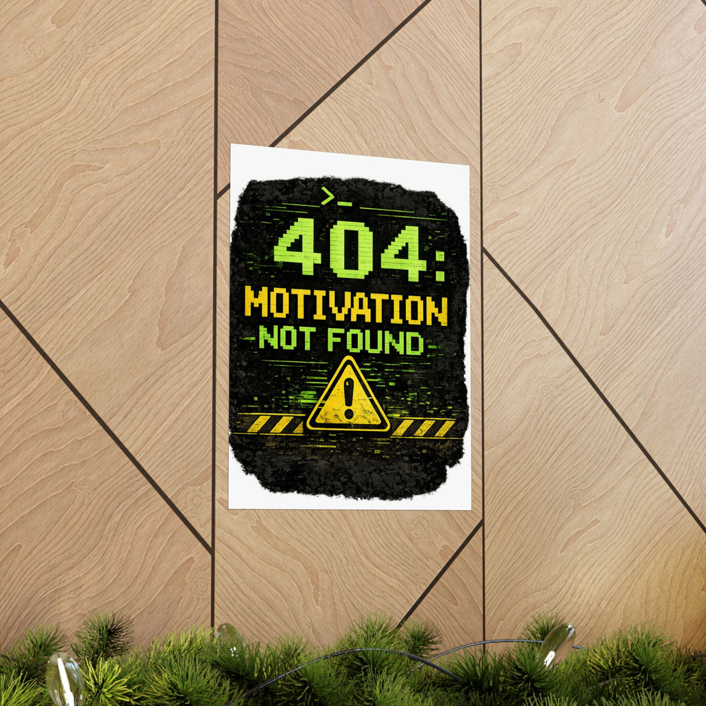 "Error 404 Motivation Not Found" Geek Tech Humor Funny IT Matte Vertical Posters