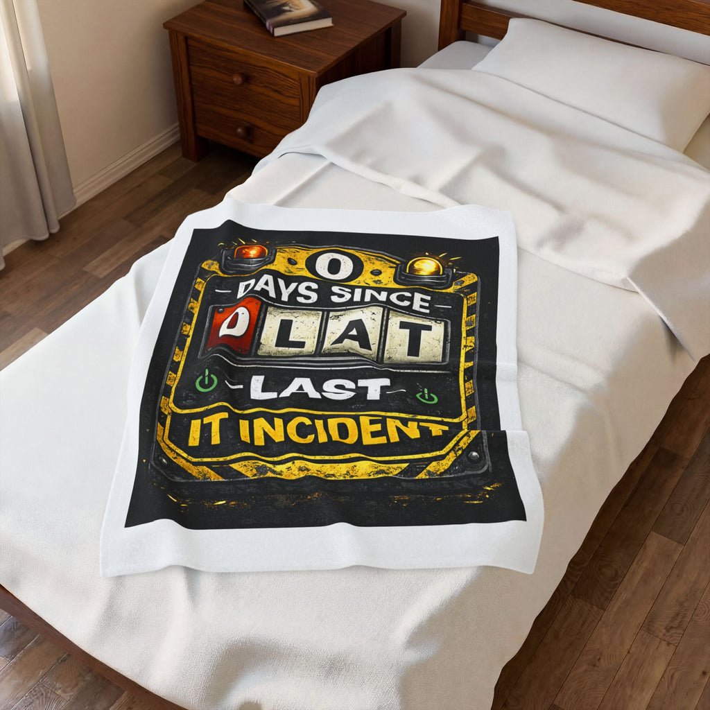 "0 Days Since Last IT Incident" Tech Humor Funny IT Velveteen Plush Blanket