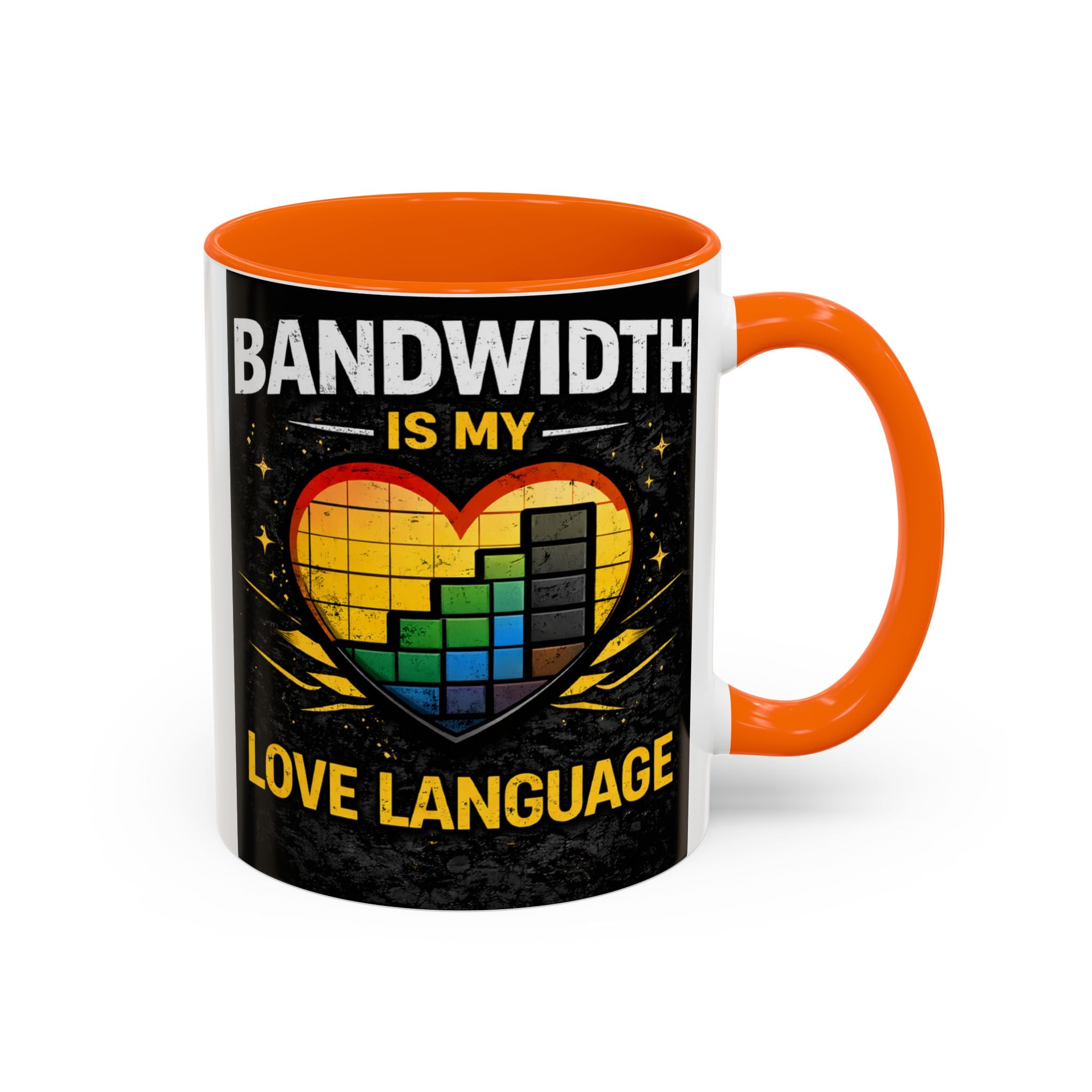 "Bandwidth is my Love Language" IT Humor Accent Coffee Mug (11, 15oz)