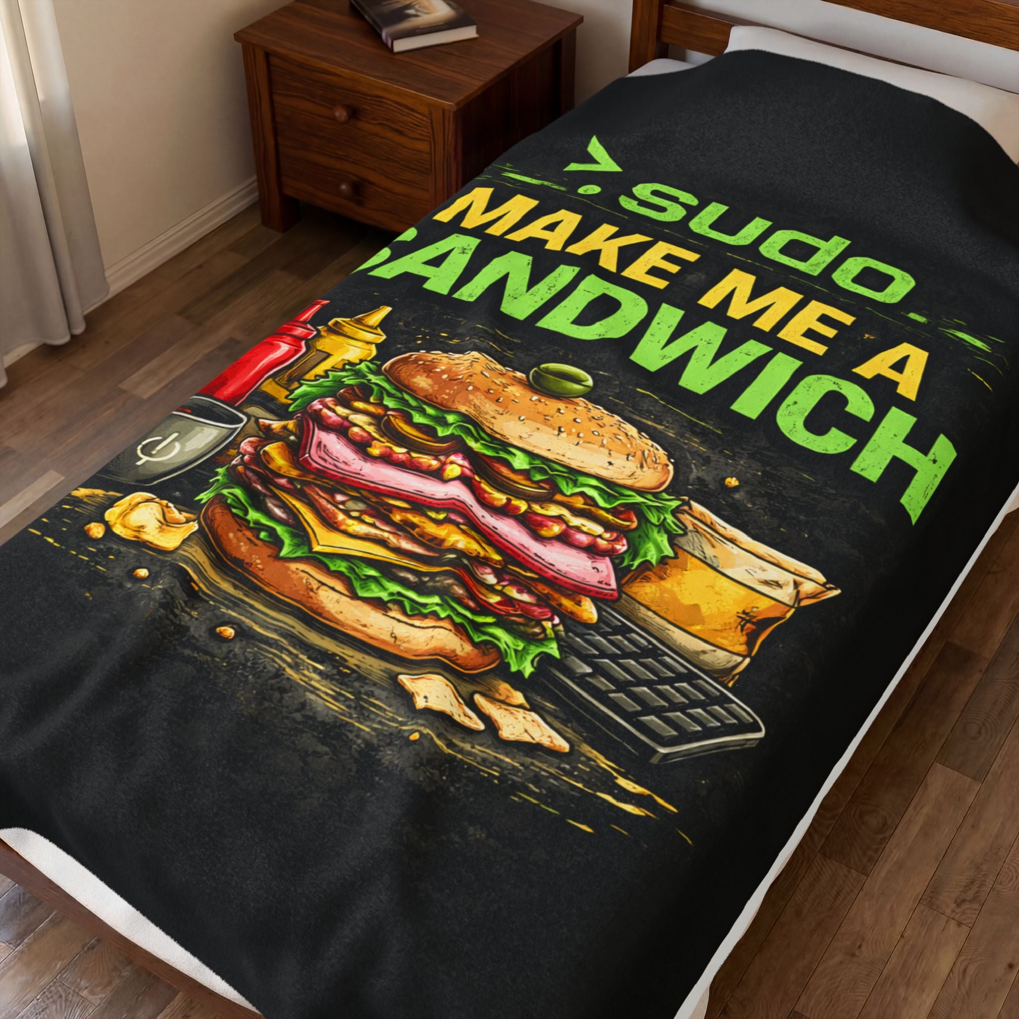 ">. Sudo Make Me a Sandwich" IT Humor Funny IT Velveteen Plush Blanket