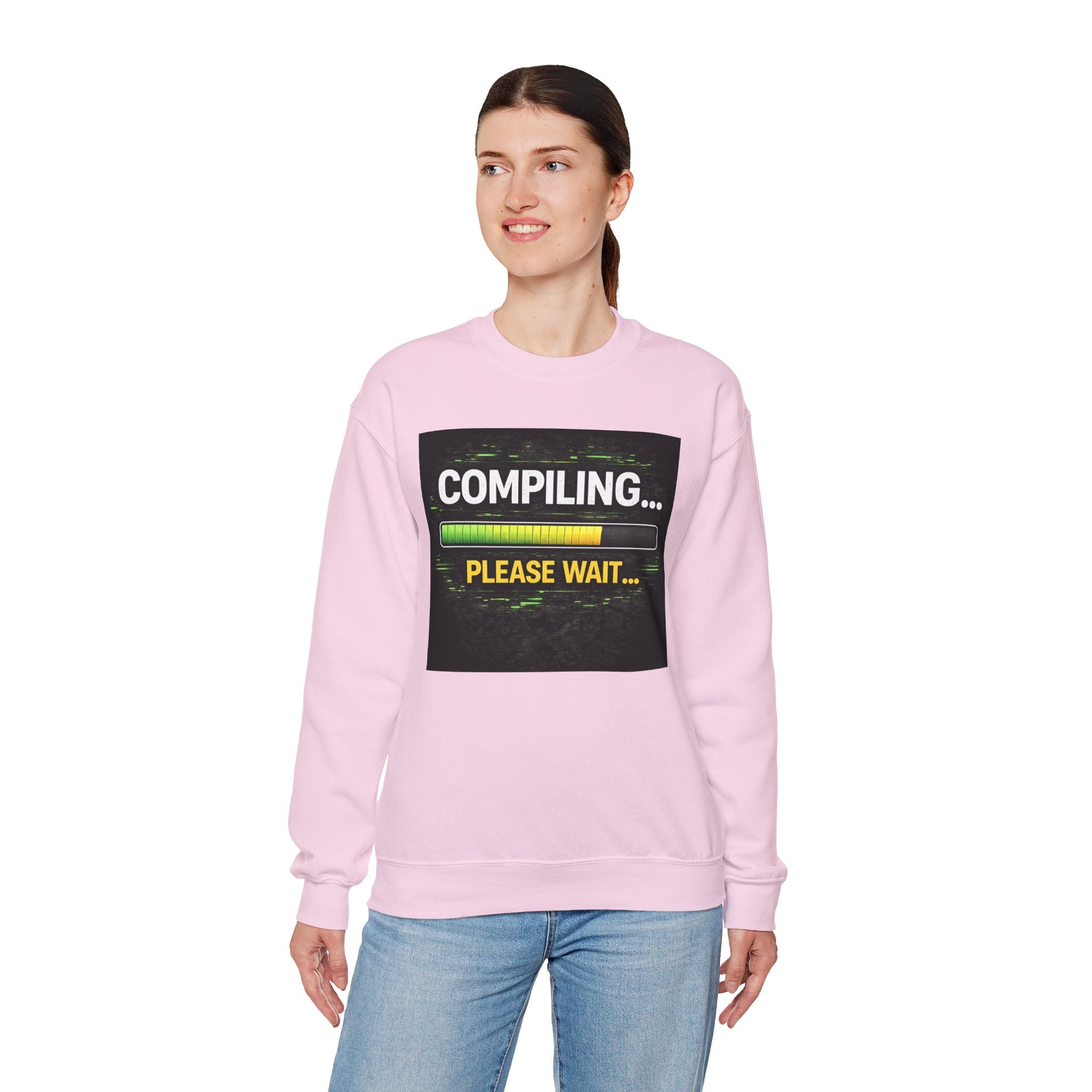 "Compiling... Please Wait" Tech Humor Crewneck Sweatshirt