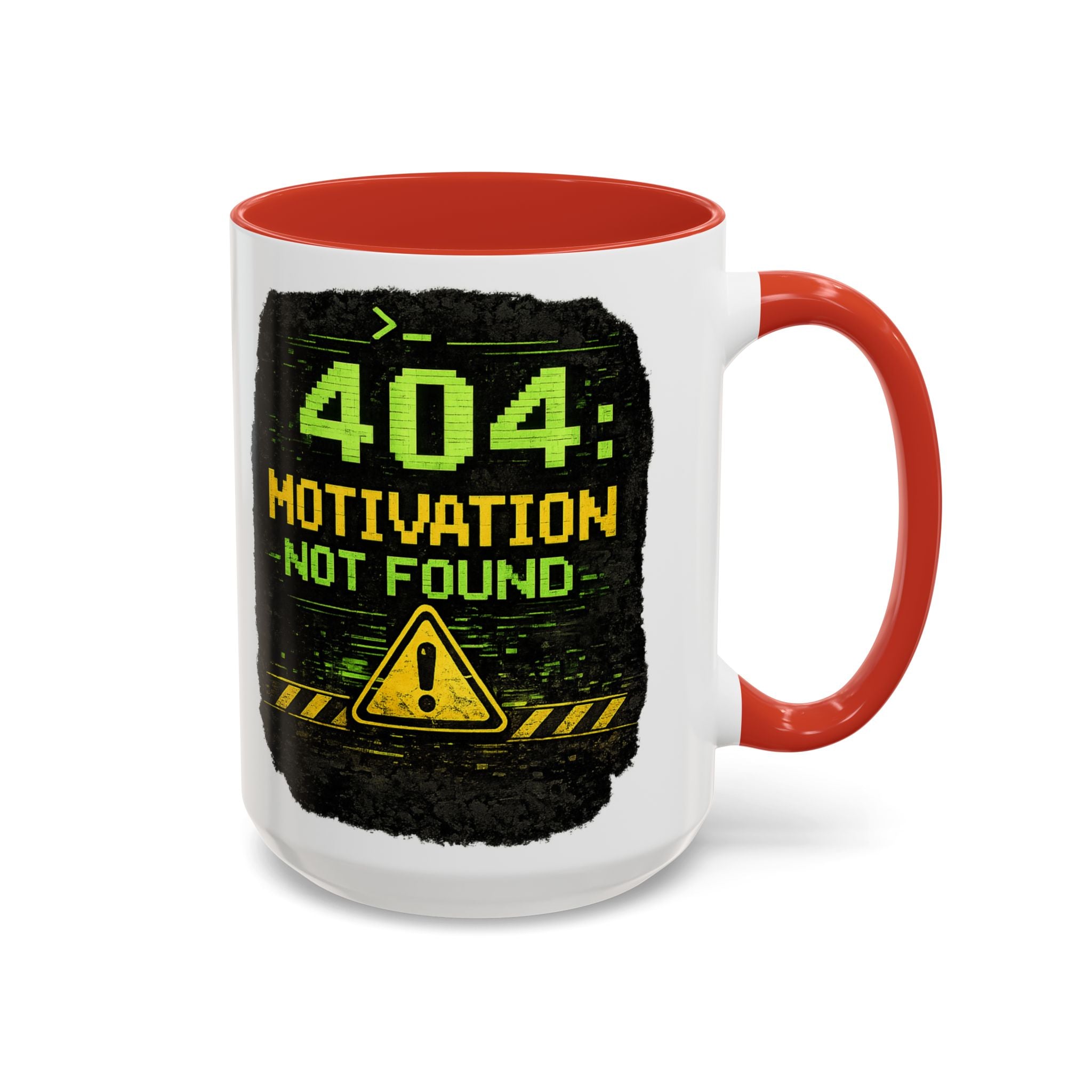 "Error 404 Motivation Not Found" IT Humor Accent Coffee Mug (11, 15oz)