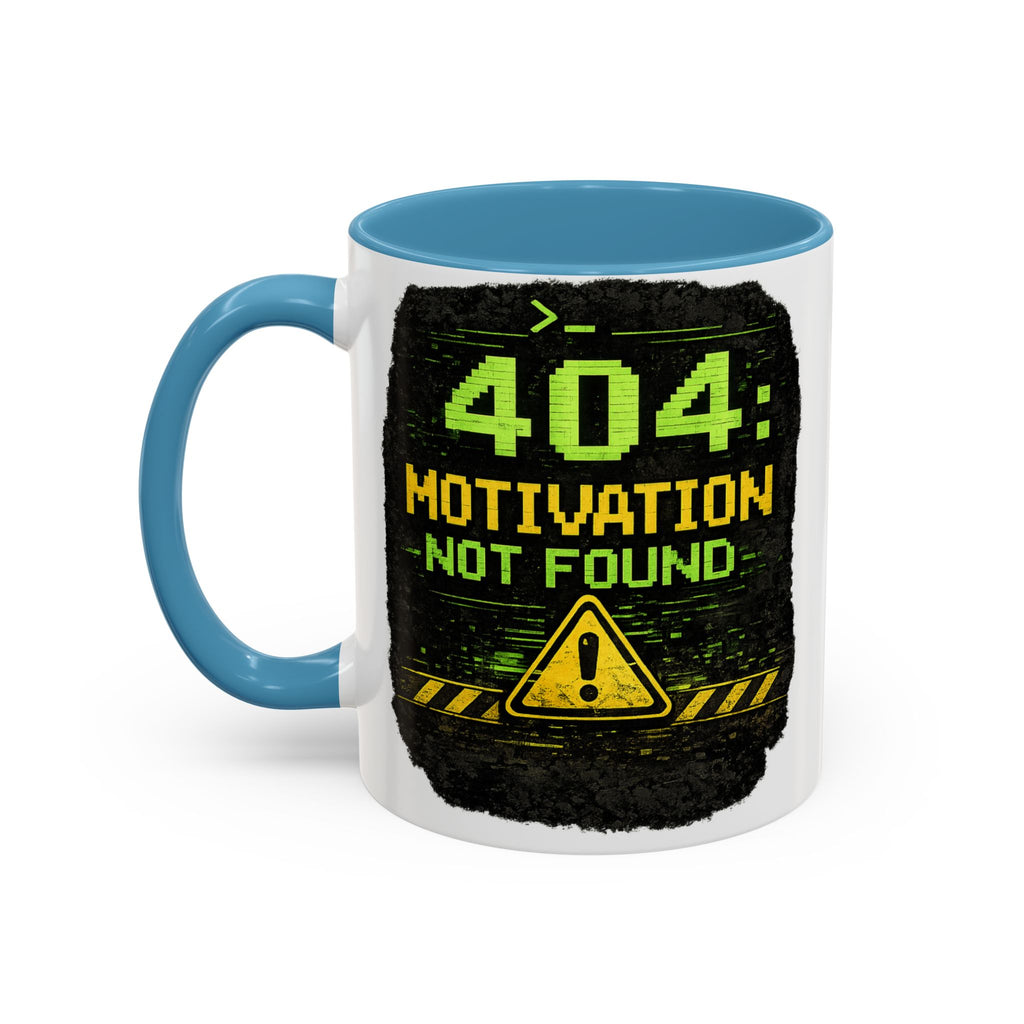 "Error 404 Motivation Not Found" IT Humor Accent Coffee Mug (11, 15oz)