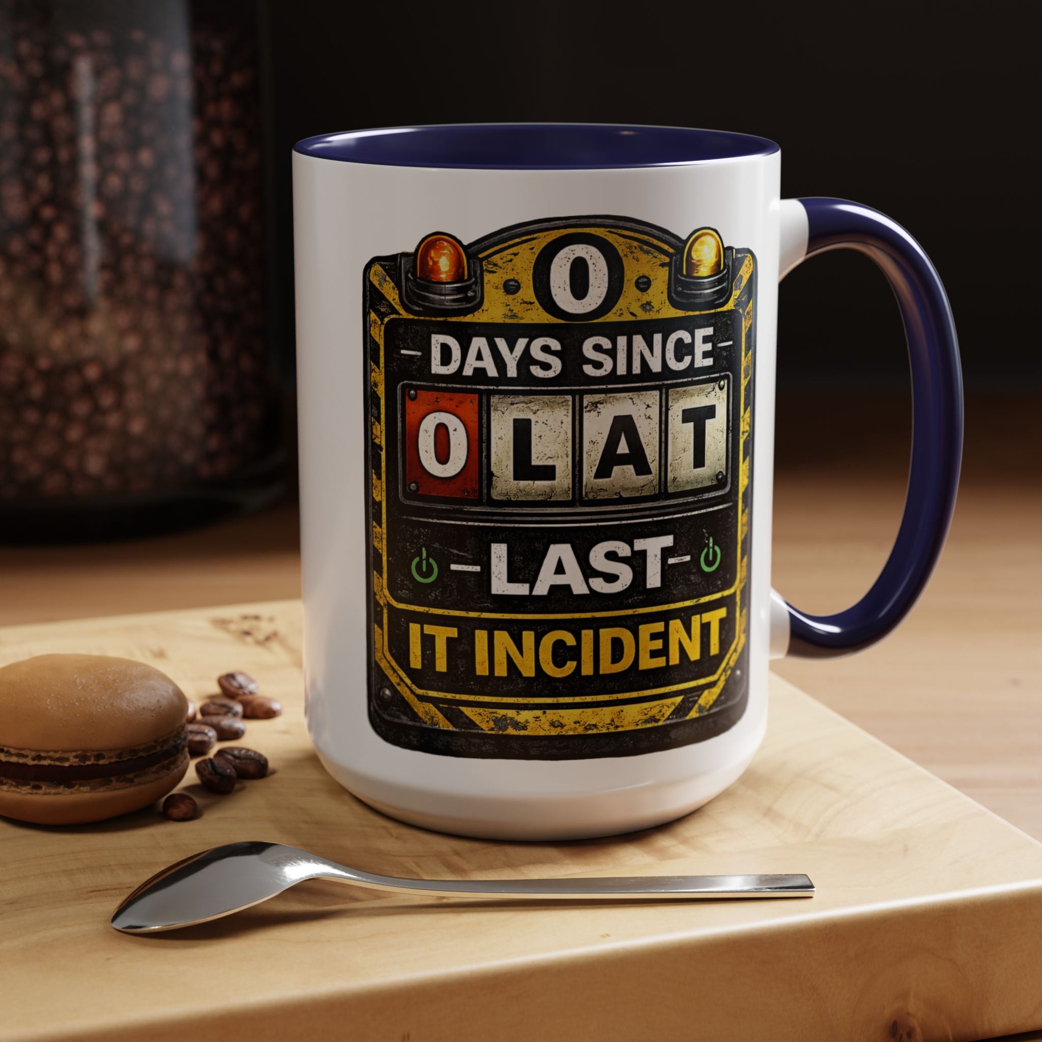 "0 Days Since Last IT Incident" IT Humor Accent Coffee Mug (11, 15oz)