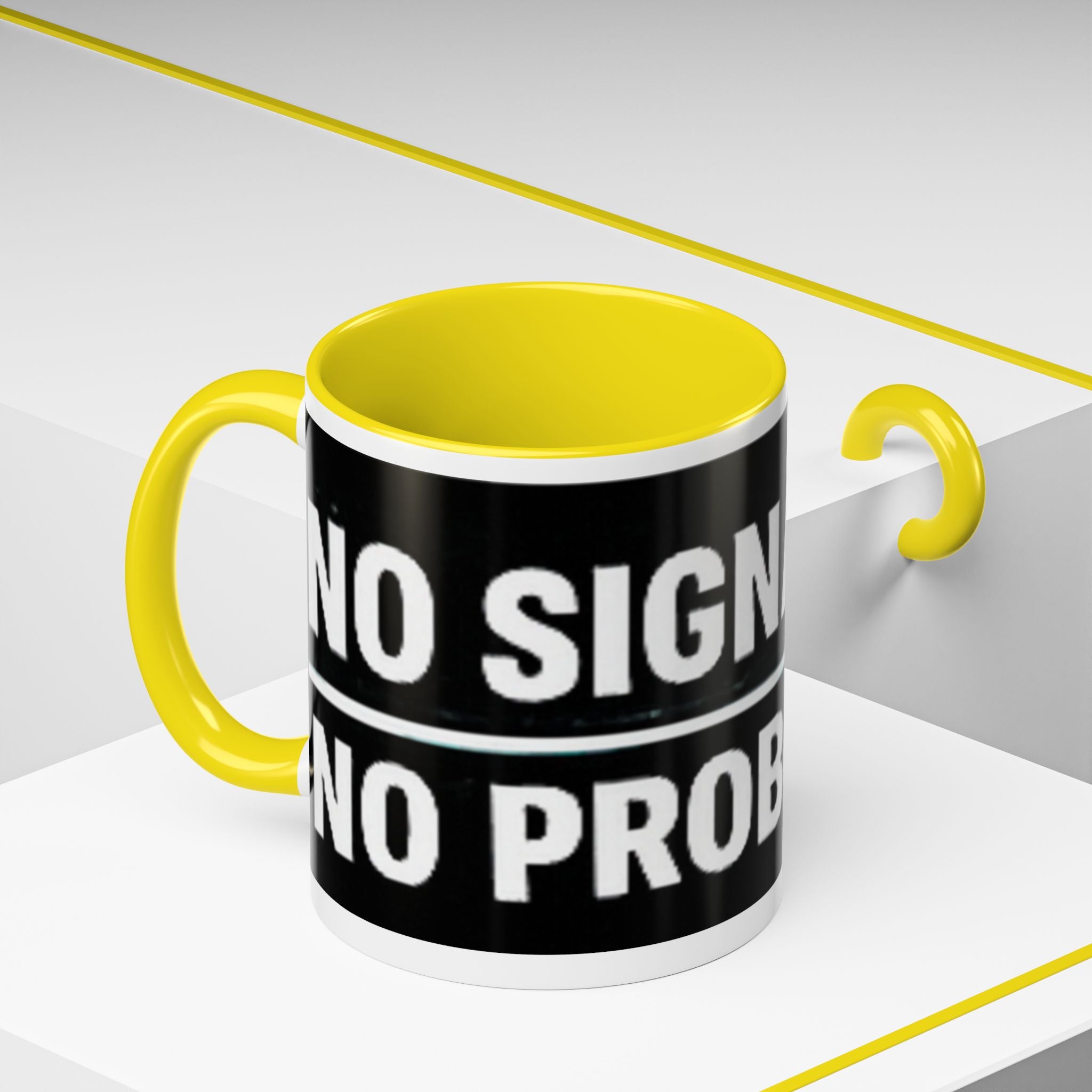 "No Signal No Problem" IT Humor Accent Coffee Mug (11, 15oz)