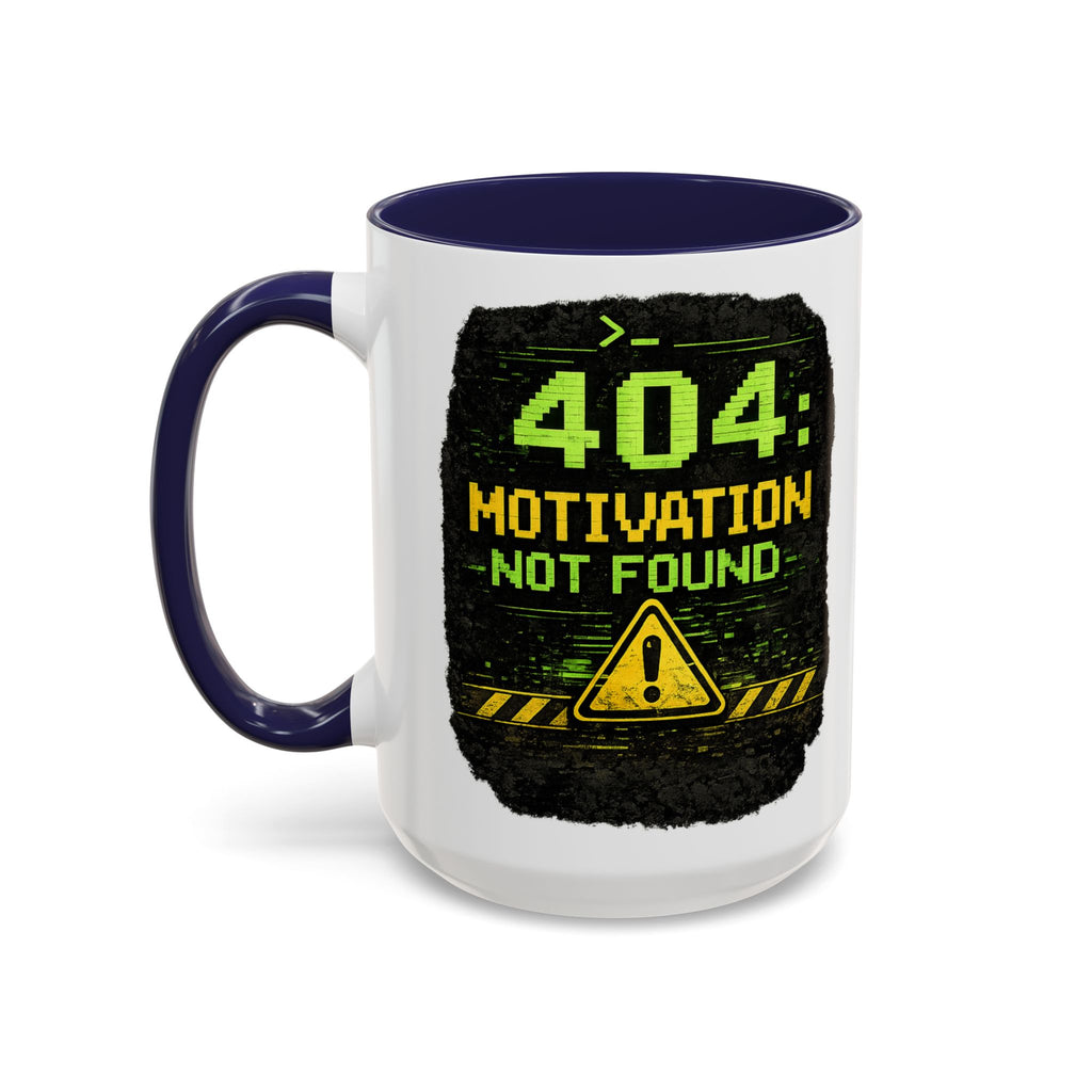 "Error 404 Motivation Not Found" IT Humor Accent Coffee Mug (11, 15oz)