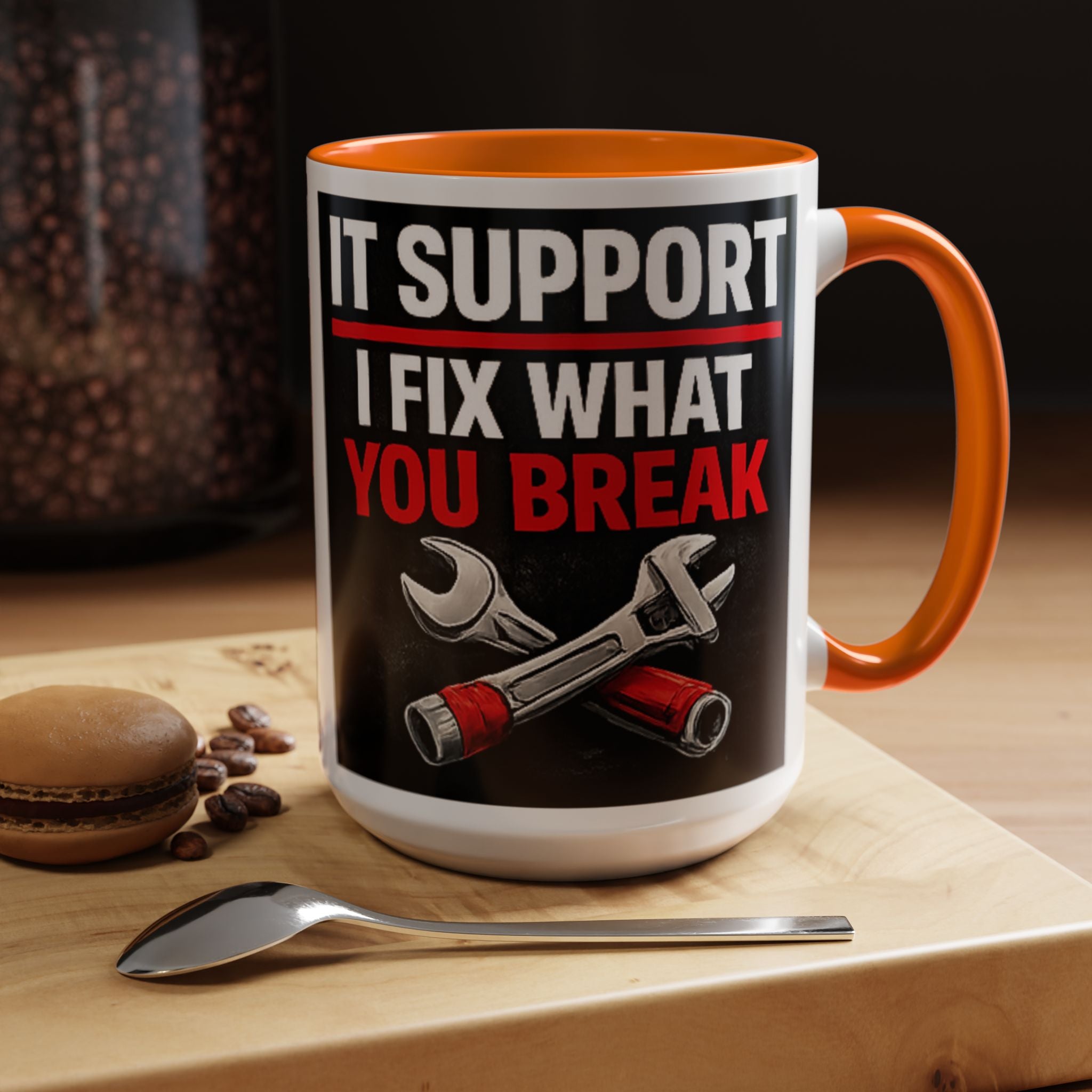 "It Support:  I Fix What You Break" IT Humor Accent Coffee Mug (11, 15oz)