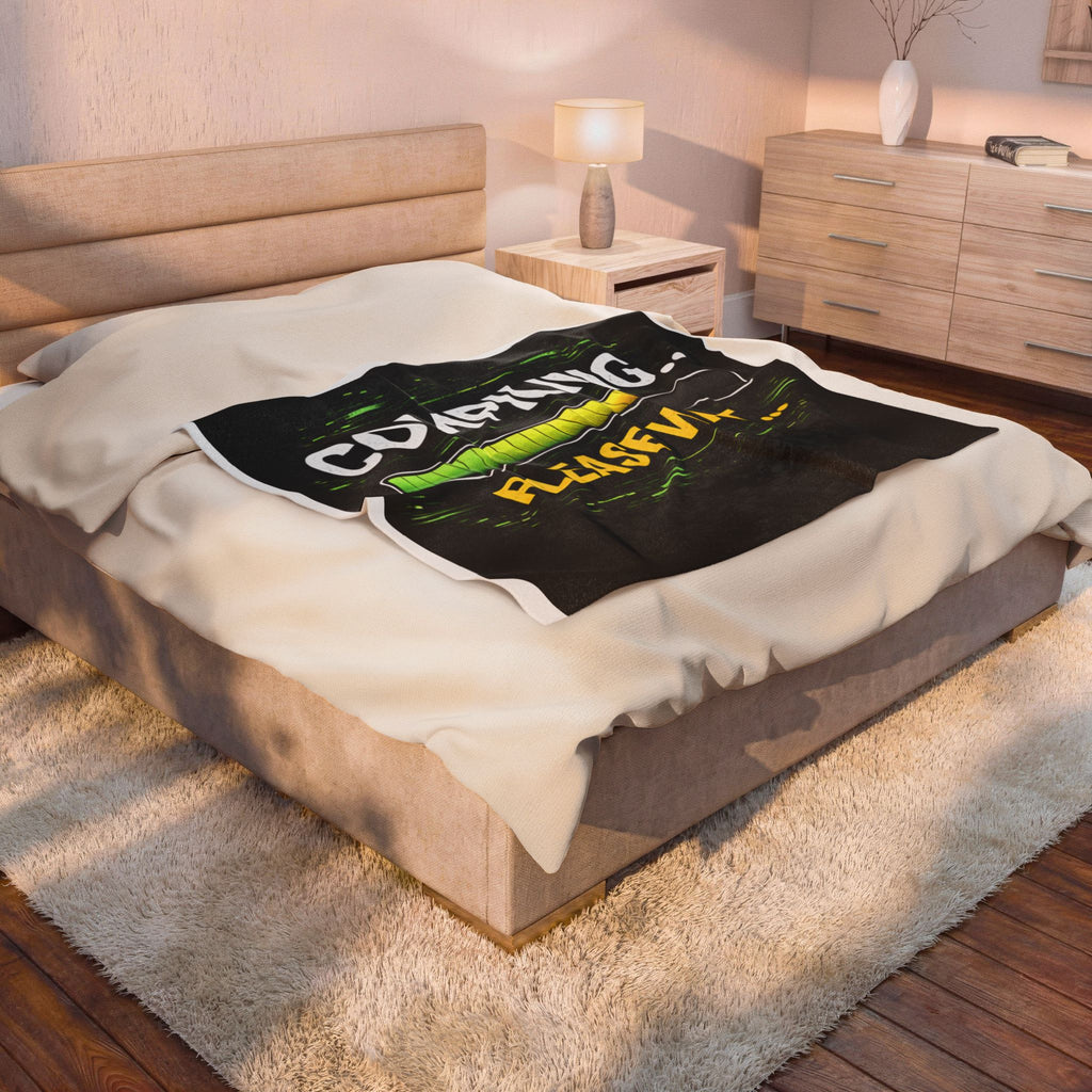 "Compiling... Please Wait" Geek Humor Funny IT Velveteen Plush Blanket