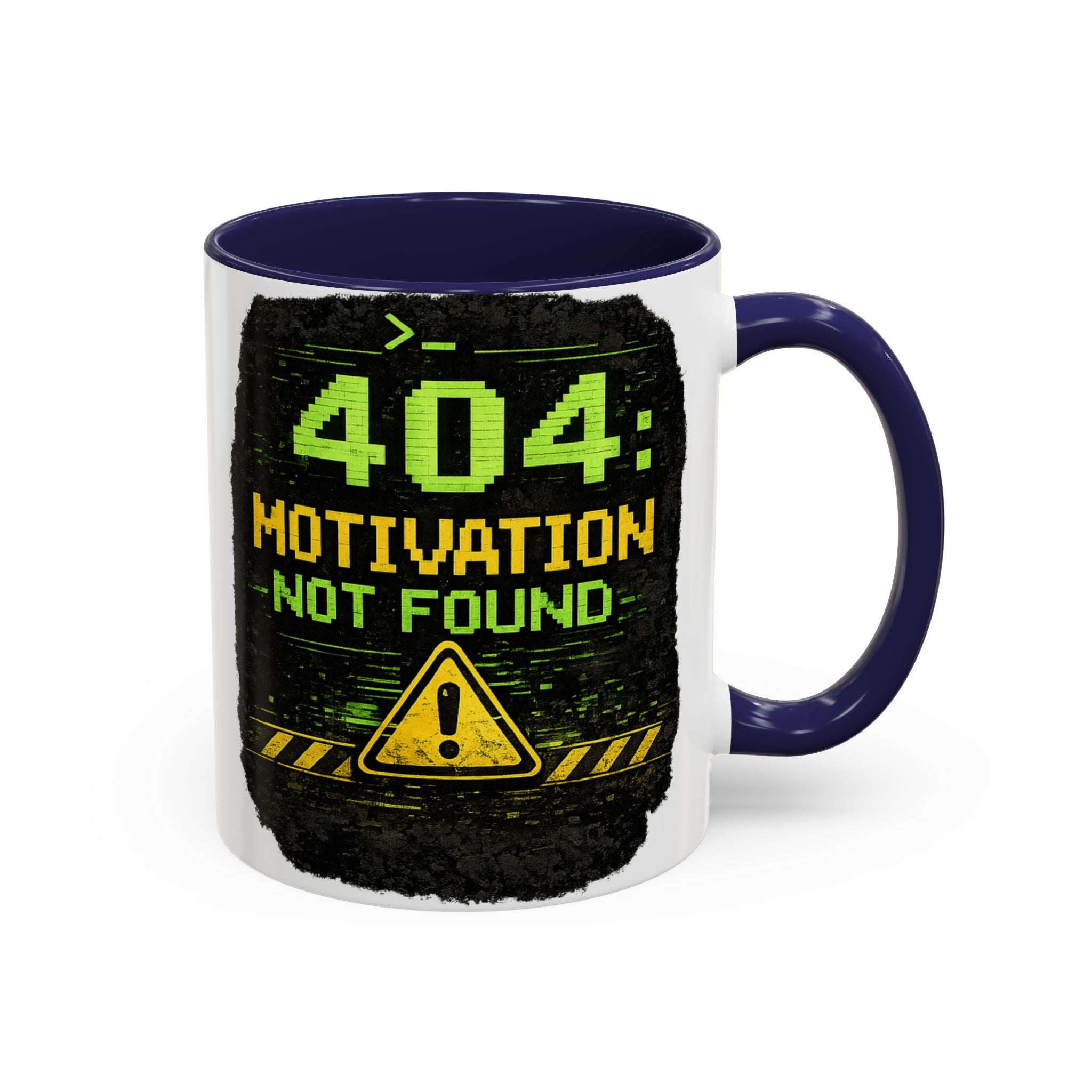 "Error 404 Motivation Not Found" IT Humor Accent Coffee Mug (11, 15oz)