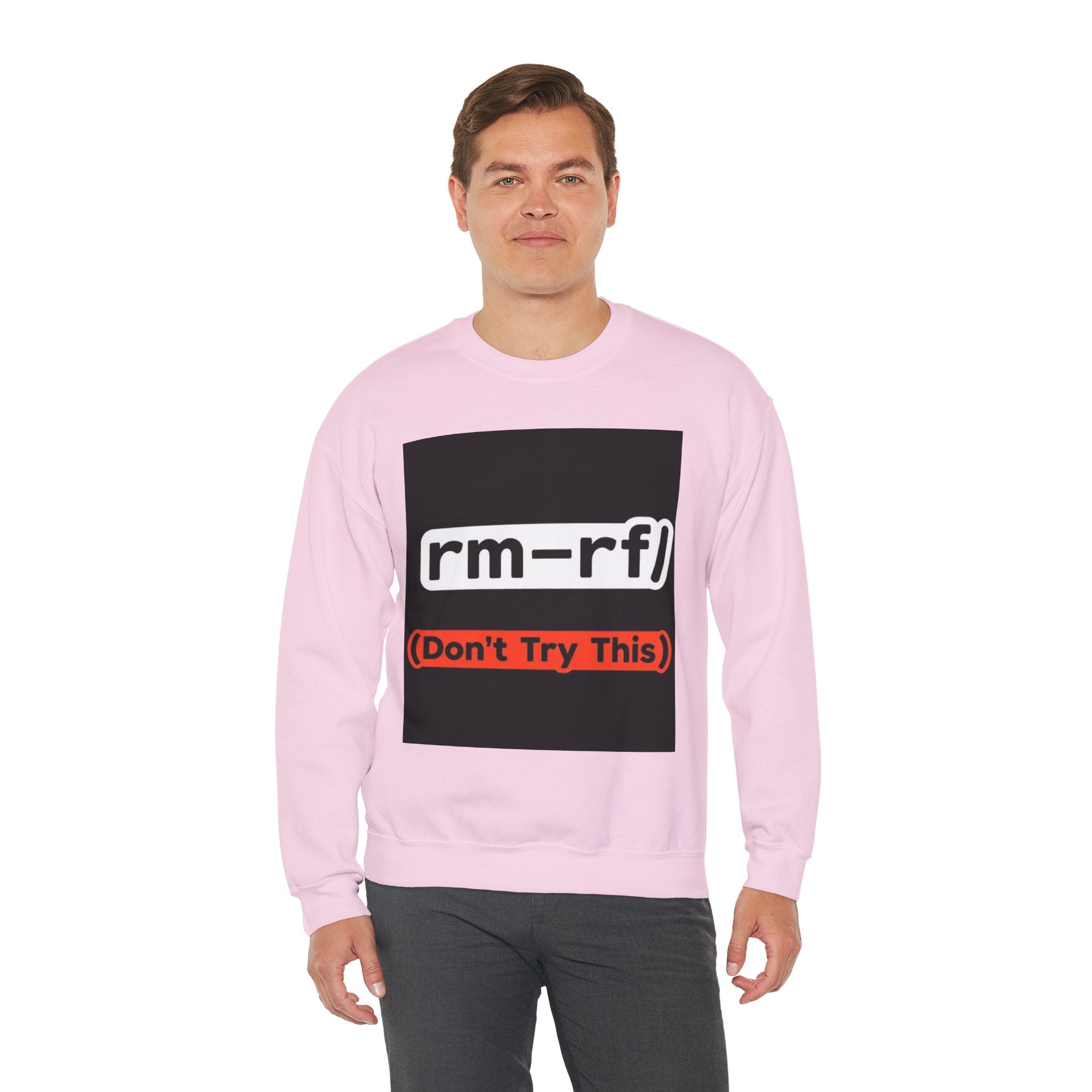 "rm -rf/ (Don't Try This)" — Funny Linux Command Crewneck Sweatshirt