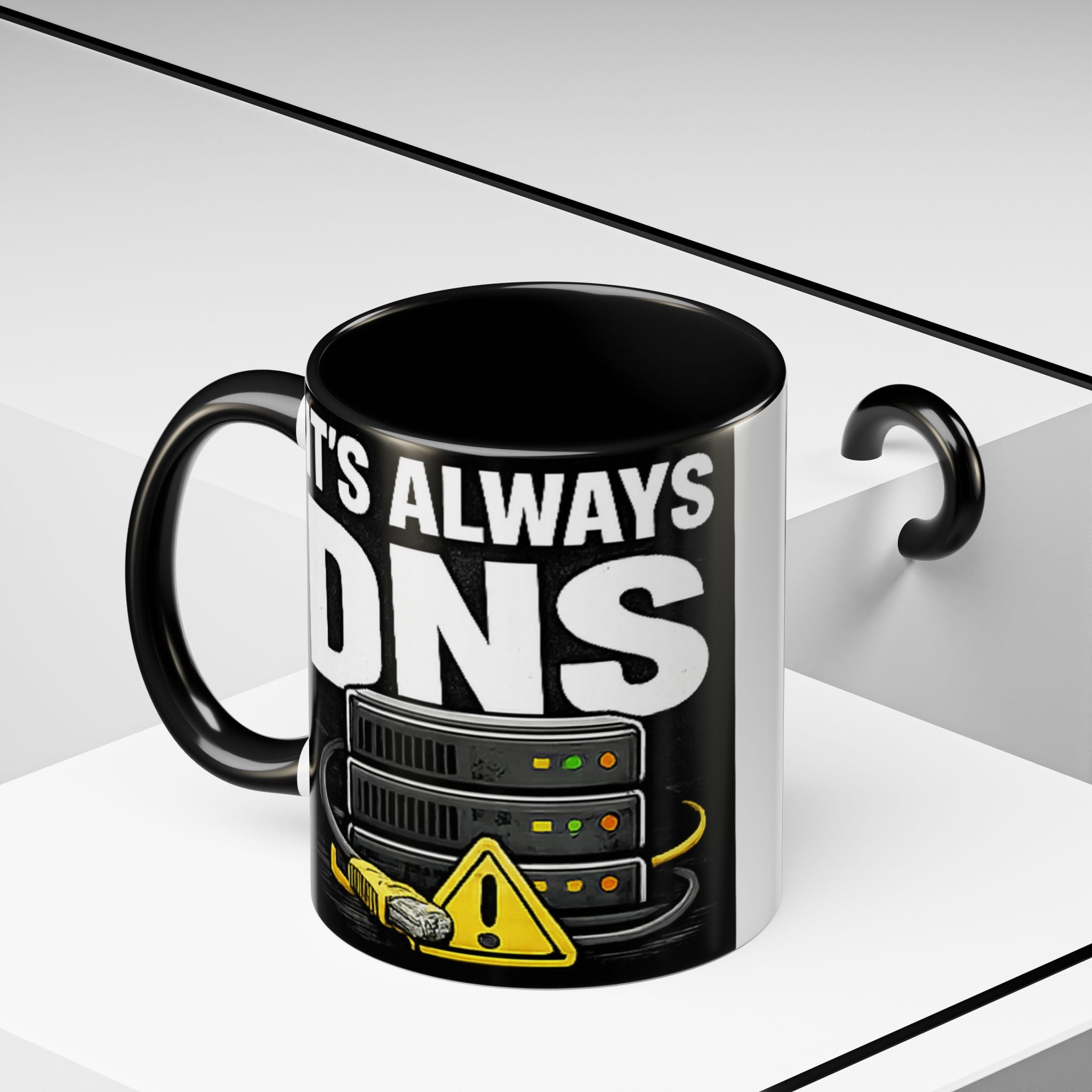 "It's Always DNS" IT Humor Accent Coffee Mug (11, 15oz)