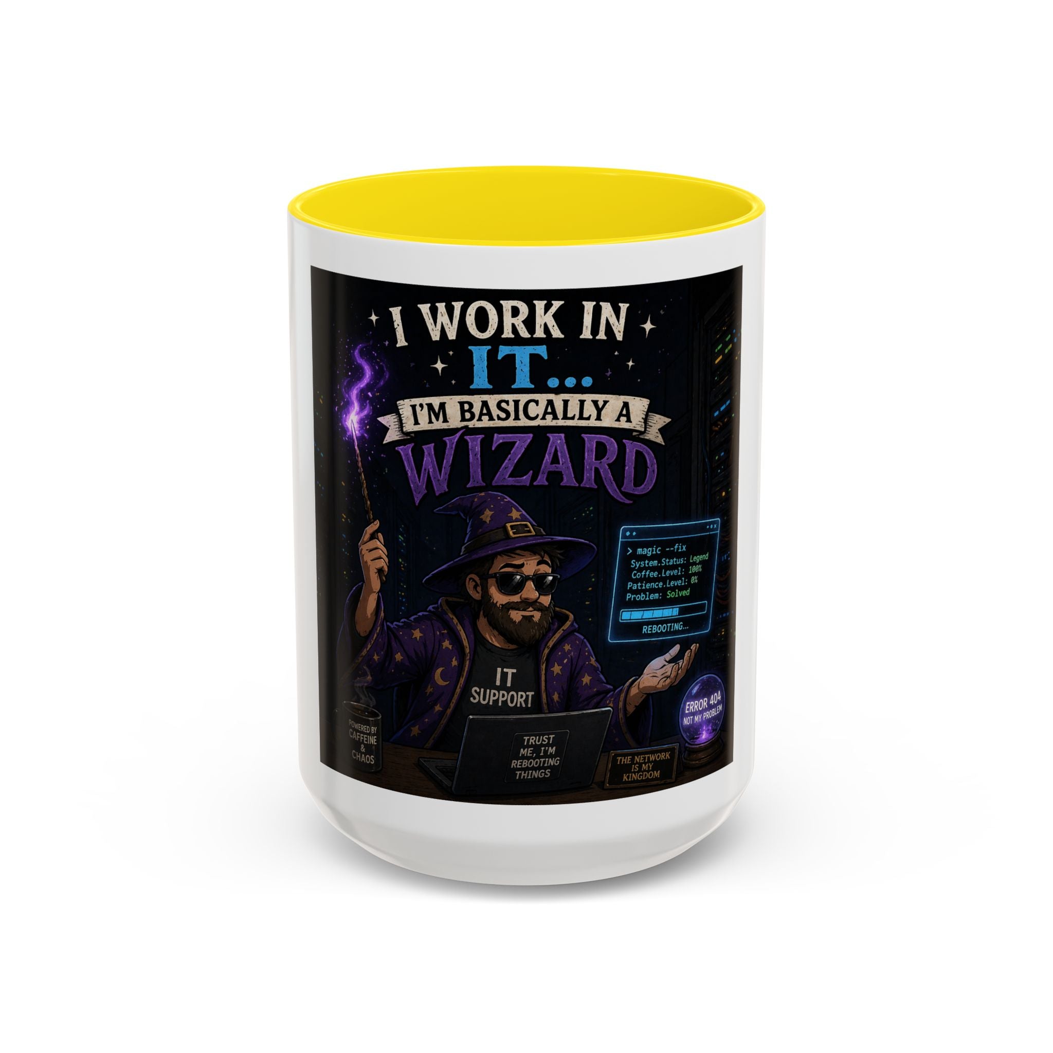 "I Work in IT... I'm Basically a Wizard" Funny IT Tech Support Humor Coffee Mug