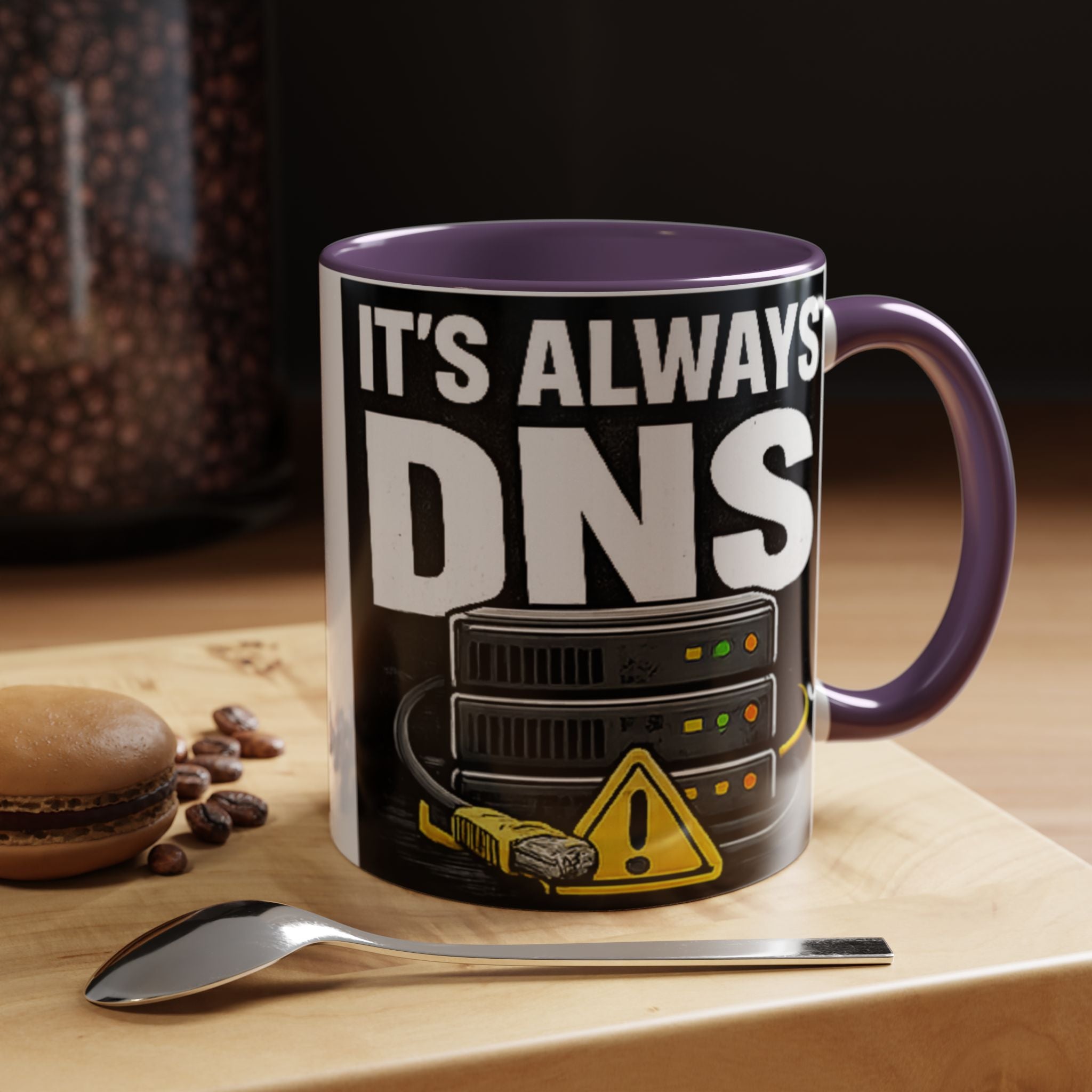 "It's Always DNS" IT Humor Accent Coffee Mug (11, 15oz)