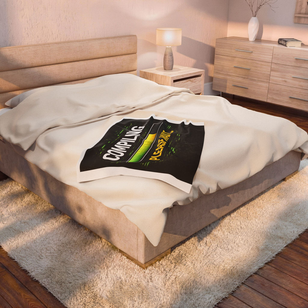 "Compiling... Please Wait" Geek Humor Funny IT Velveteen Plush Blanket