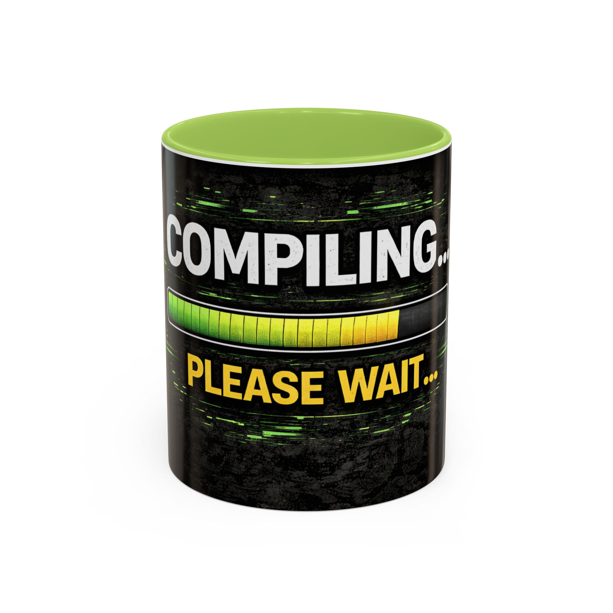 "Compiling, Please Wait" IT Humor Accent Coffee Mug (11, 15oz)
