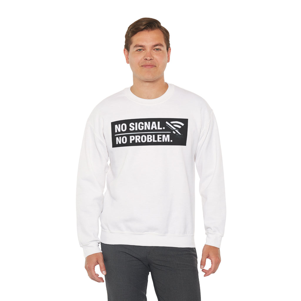 "No Signal, No Problem" Unisex Heavy Blend™ Funny IT Crewneck Sweatshirt