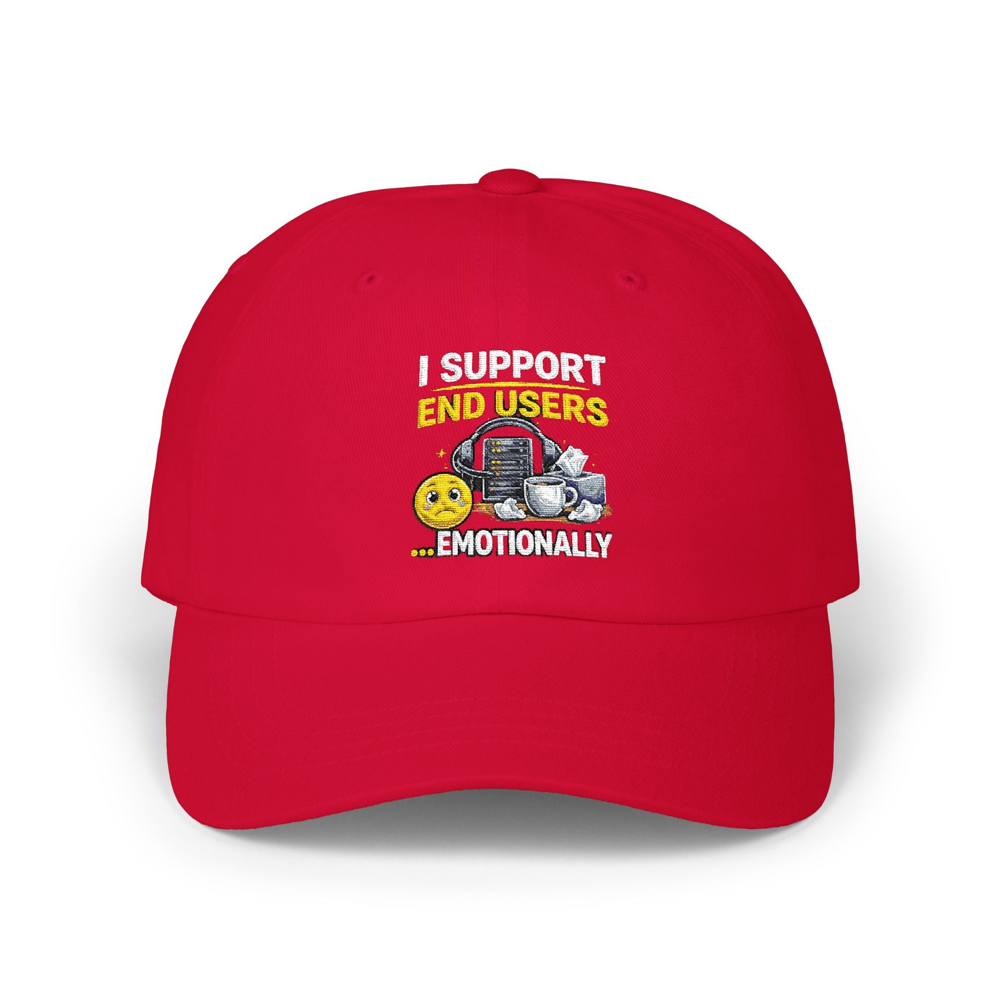 "I Support End Users...Emotionally" Tech Humor Funny IT Baseball Hat/Cap