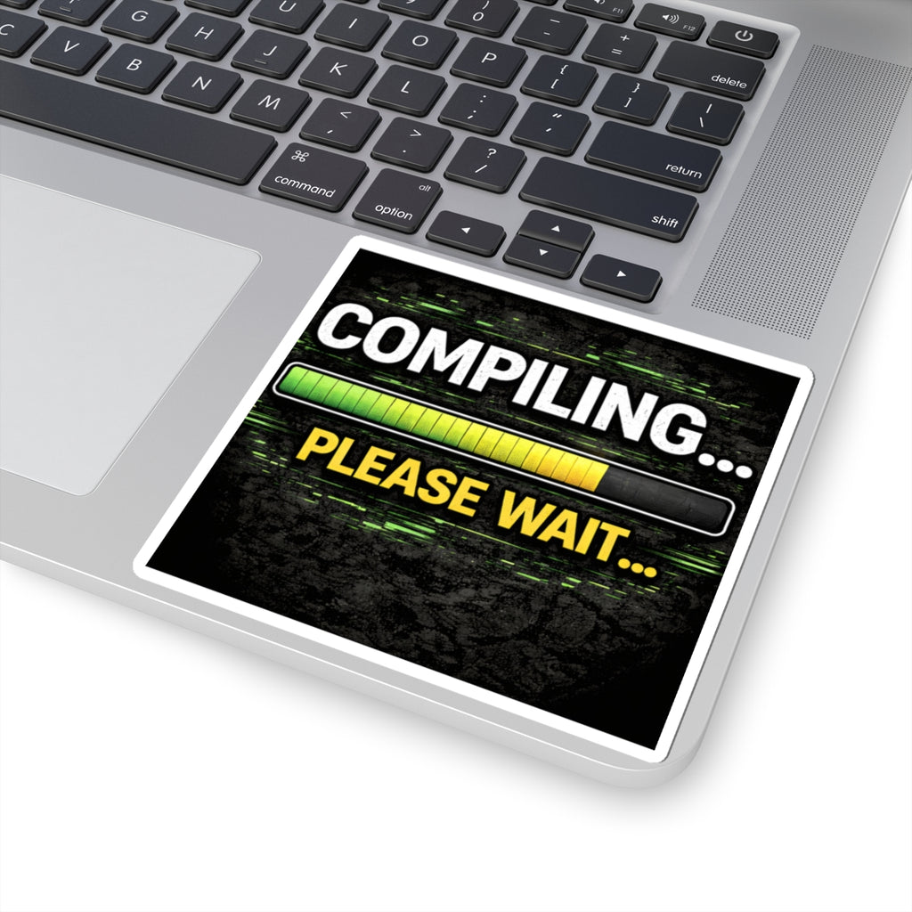 "Compiling... Please Wait" Geek Tech Humor Funny IT Kiss-Cut Stickers