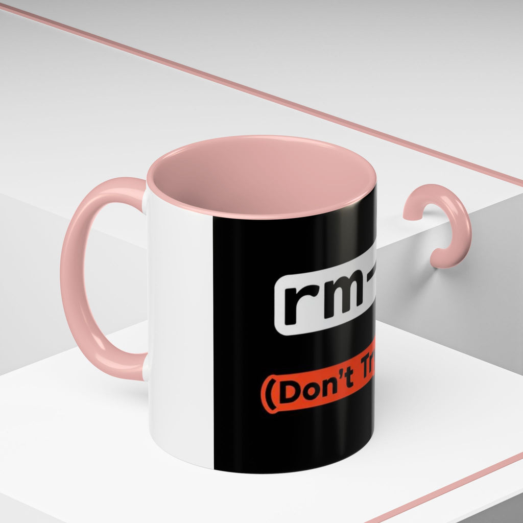 "rm -rf / (Don't Try This)" Funny IT Tech Humor Black Accent Ceramic Coffee Mug