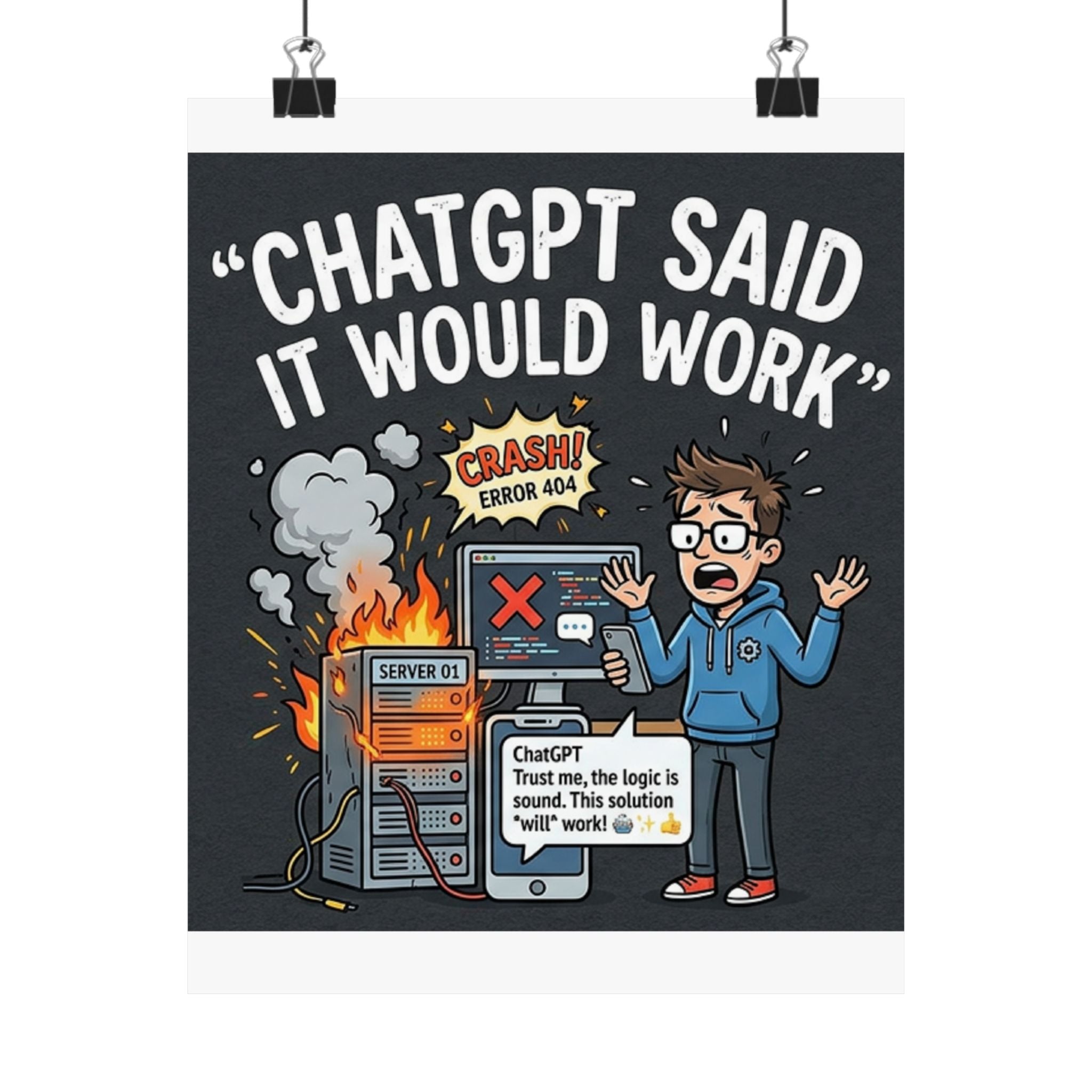 "ChatGPT Said It Would Work" Tech Humor Funny IT Matte Vertical Poster