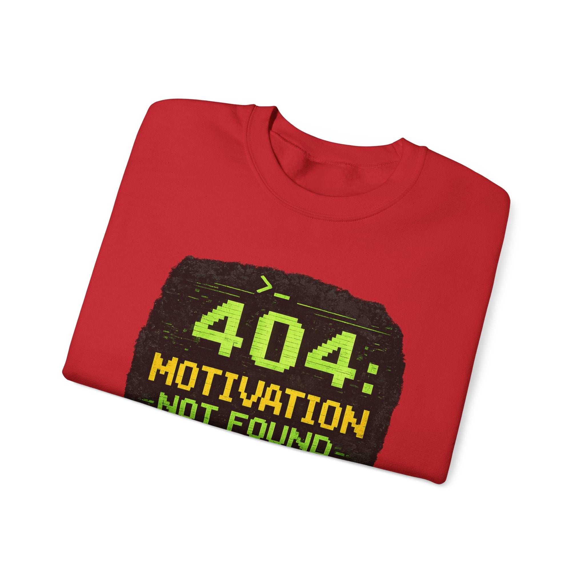 "404: Motivation Not Found" Funny Tech Graphic Crewneck Sweatshirt