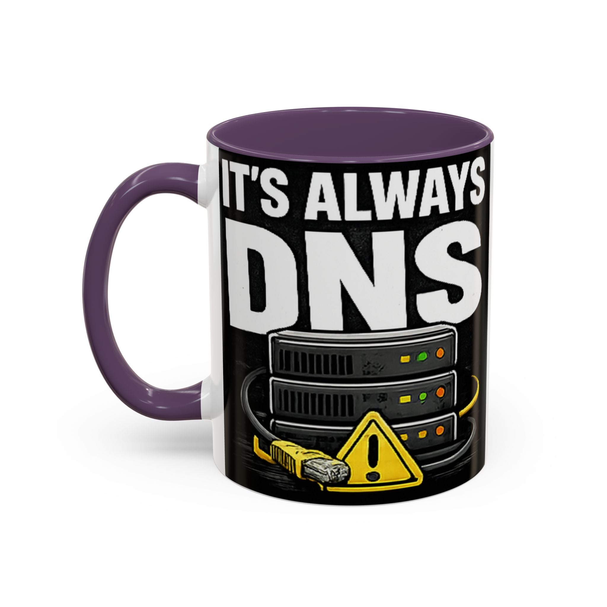 "It's Always DNS" IT Humor Accent Coffee Mug (11, 15oz)