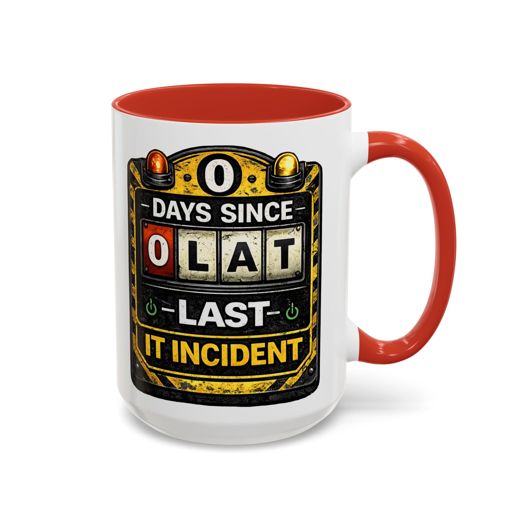 "0 Days Since Last IT Incident" IT Humor Accent Coffee Mug (11, 15oz)