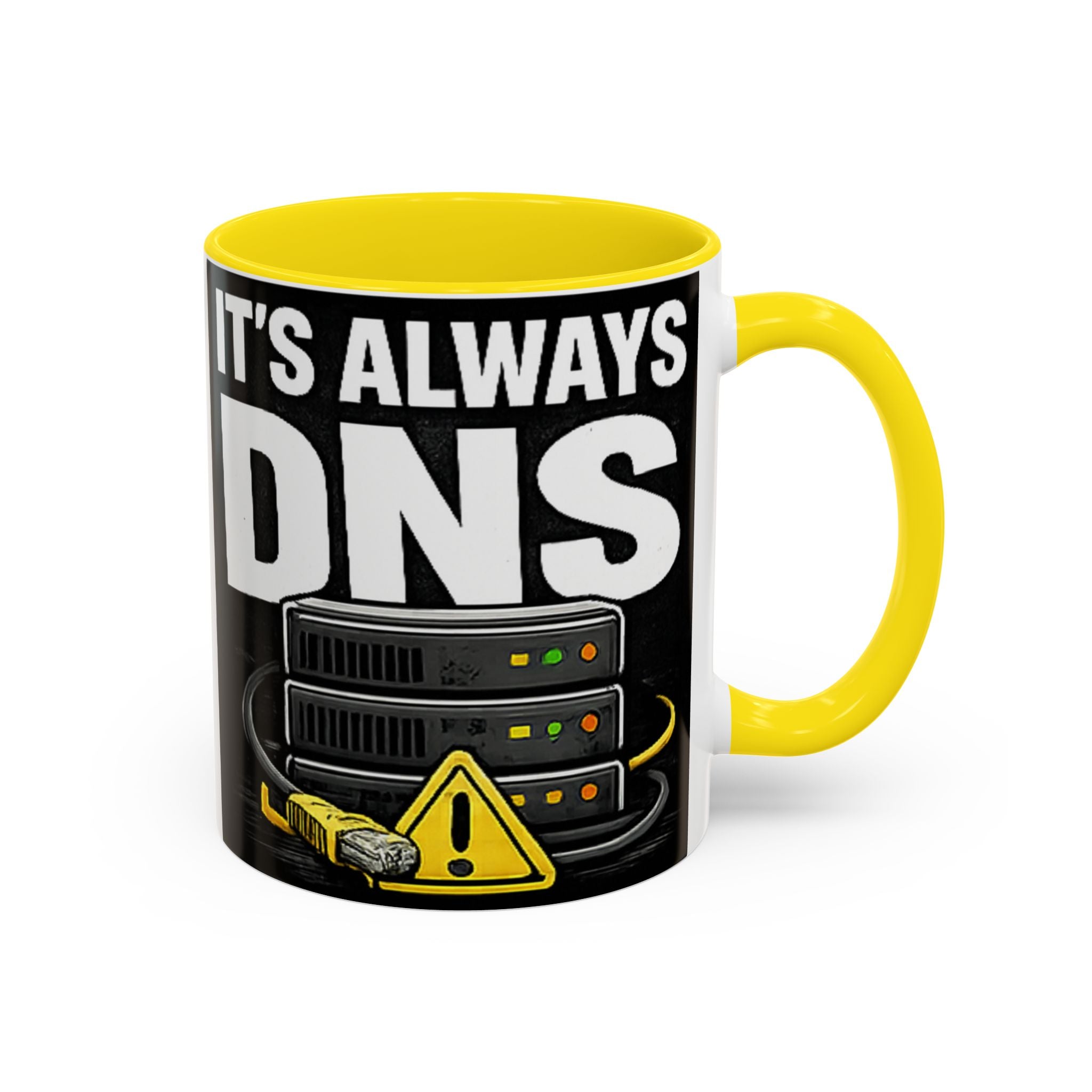 "It's Always DNS" IT Humor Accent Coffee Mug (11, 15oz)