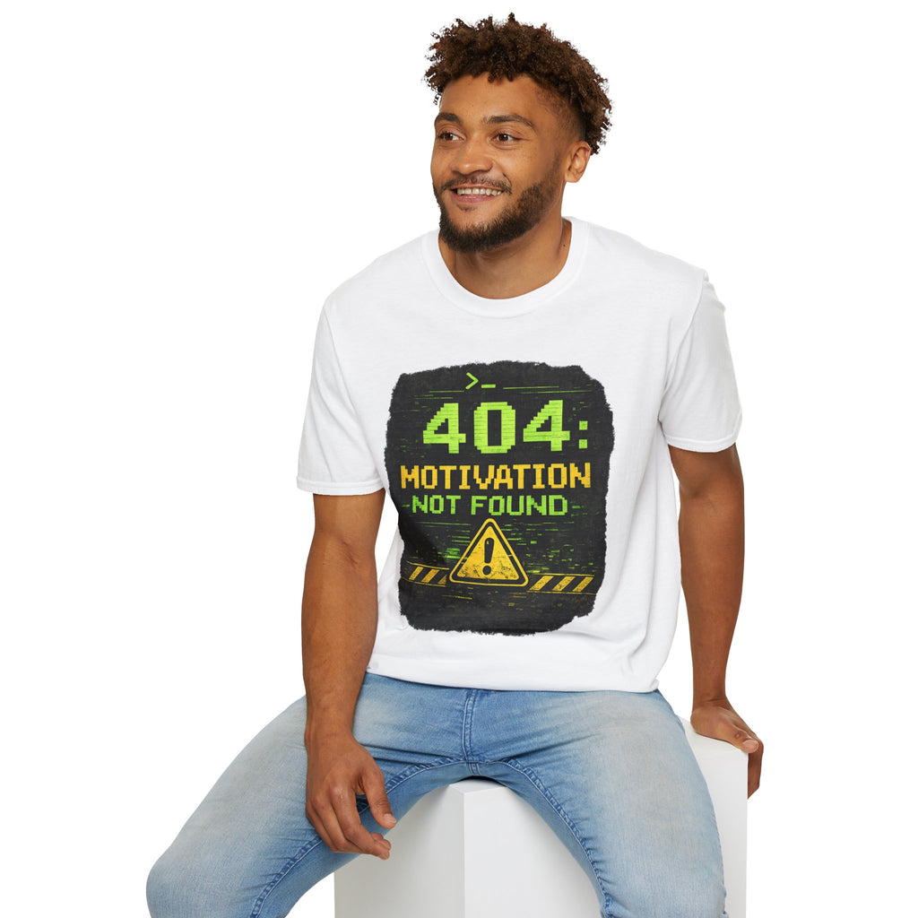 "404: Motivation Not Found" Funny IT Graphic Tee- Tech Humor T-Shirt