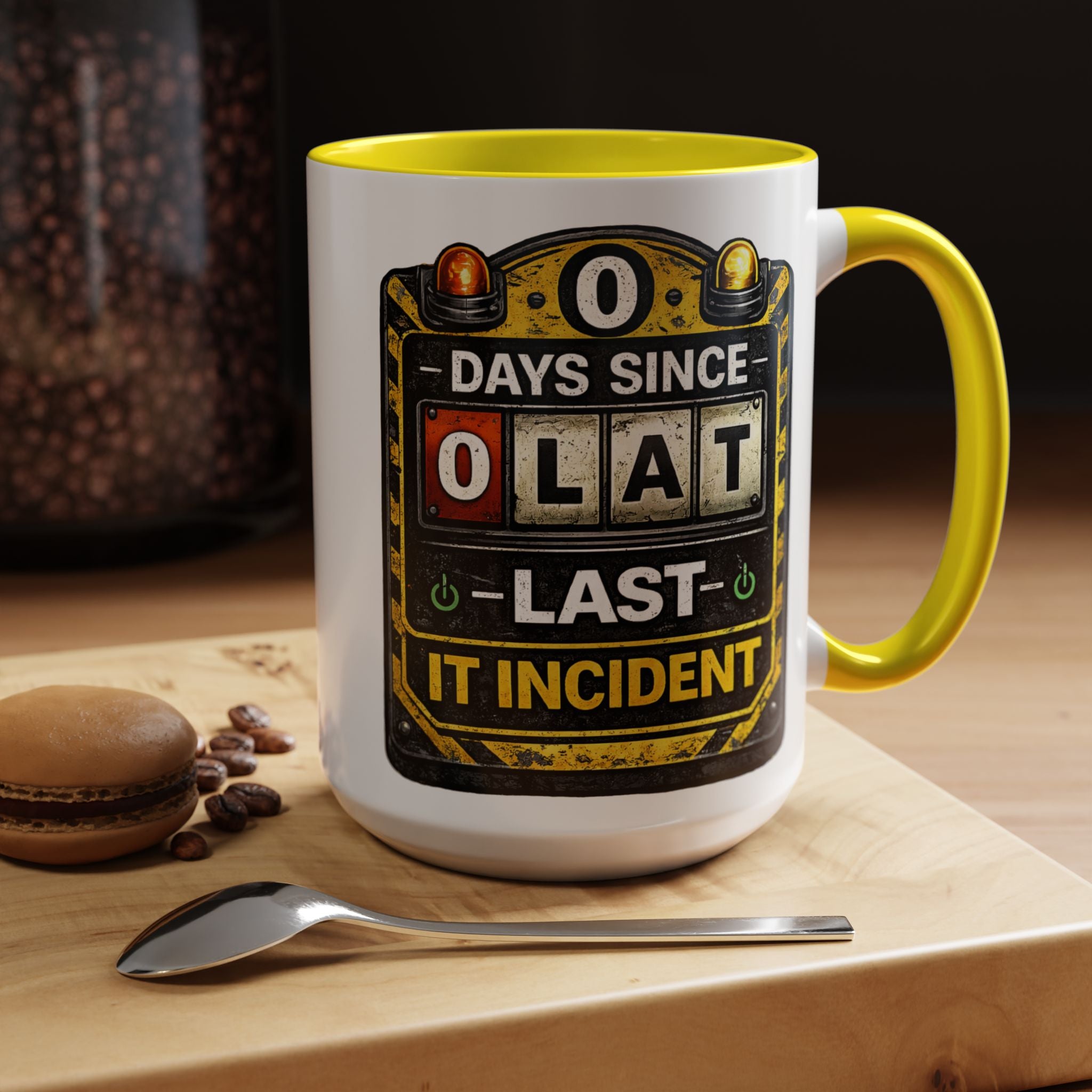 "0 Days Since Last IT Incident" IT Humor Accent Coffee Mug (11, 15oz)