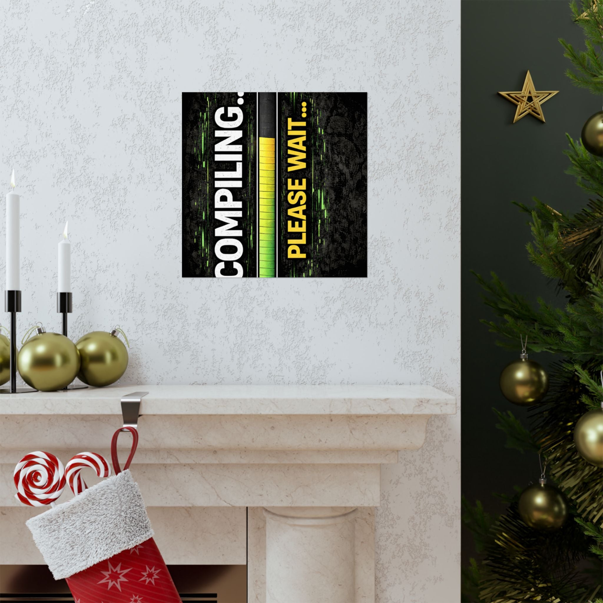 "Compiling... Please Wait" Tech Geek Humor Funny IT Matte Vertical Posters