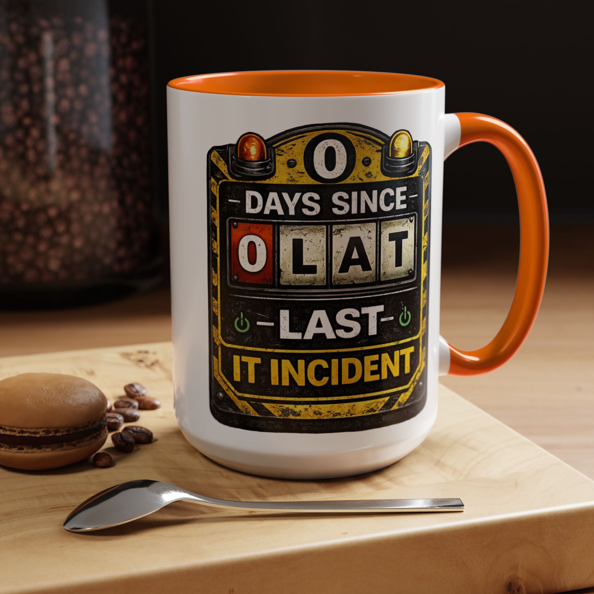 "0 Days Since Last IT Incident" IT Humor Accent Coffee Mug (11, 15oz)